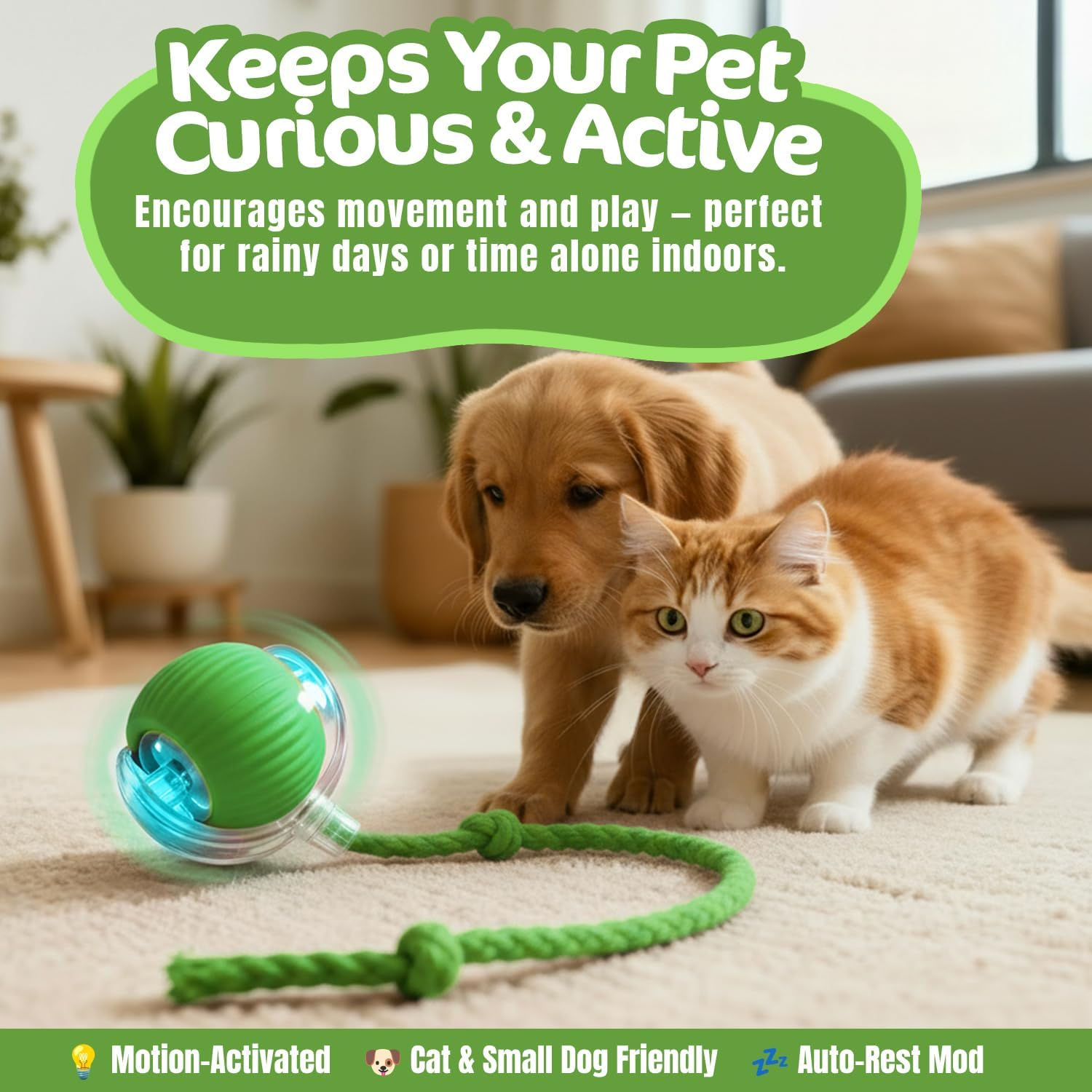 Interactive Cat Toy Ball, Active Smart Rolling Balls for Cat, Electric Toy Balls for Indoor Cats image number 2