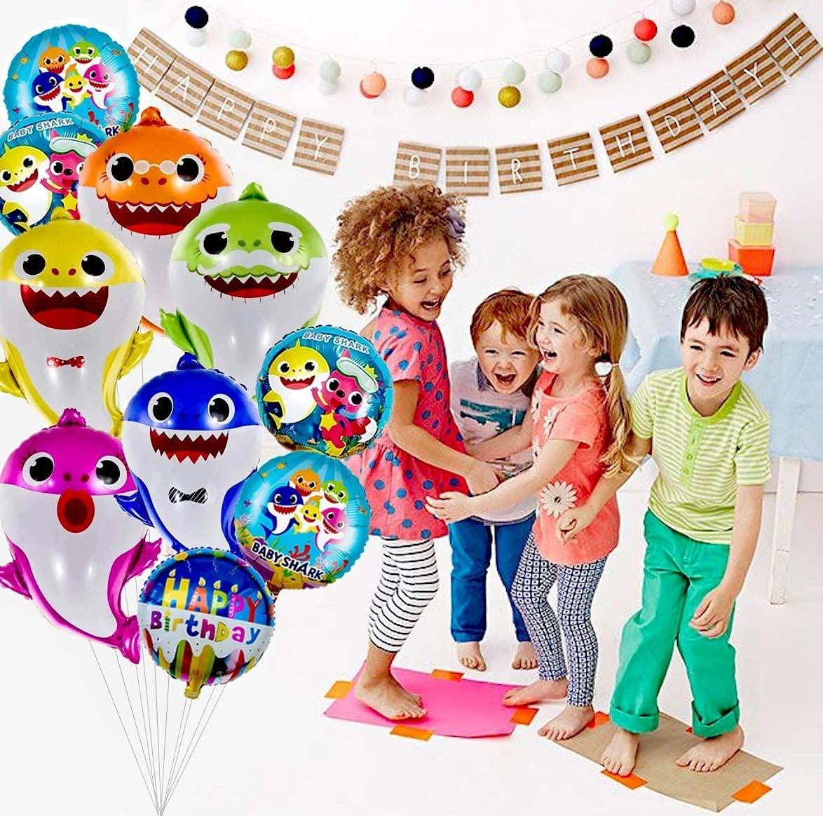 Baby Shark Helium Balloons Family Foil Balloons Set for Sea World Shark Themed Birthday 1St Birthday Decorations Boy Girl Kids Birthday Party Baby Shower Party Supplies (10 Pcs) image number 6