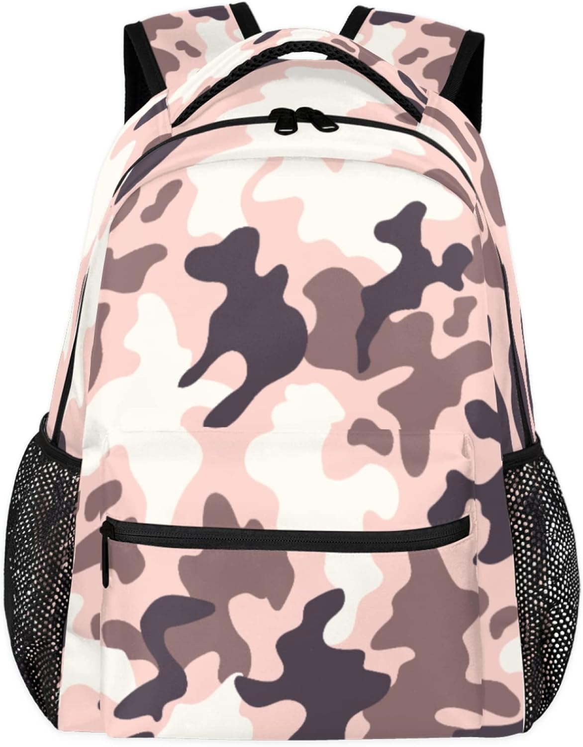 Tropicallife Pink Camouflage Stripes Kids Backpack Camo School Bags for Girls Boys Durable Canvas Casual Dayback with Double Mesh Side Pockets image number 1