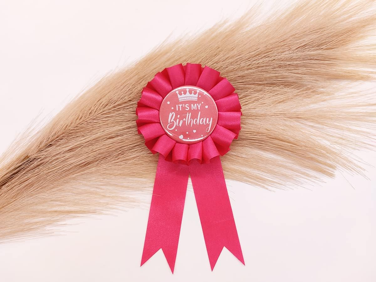 It'S My Birthday Ribbon,Satin Fabric Birthday Women or Men Tinplate Badge Pin,Happy Birthday Queen King Party Button Pins,Girls and Boy Brooches(Black) image number 1