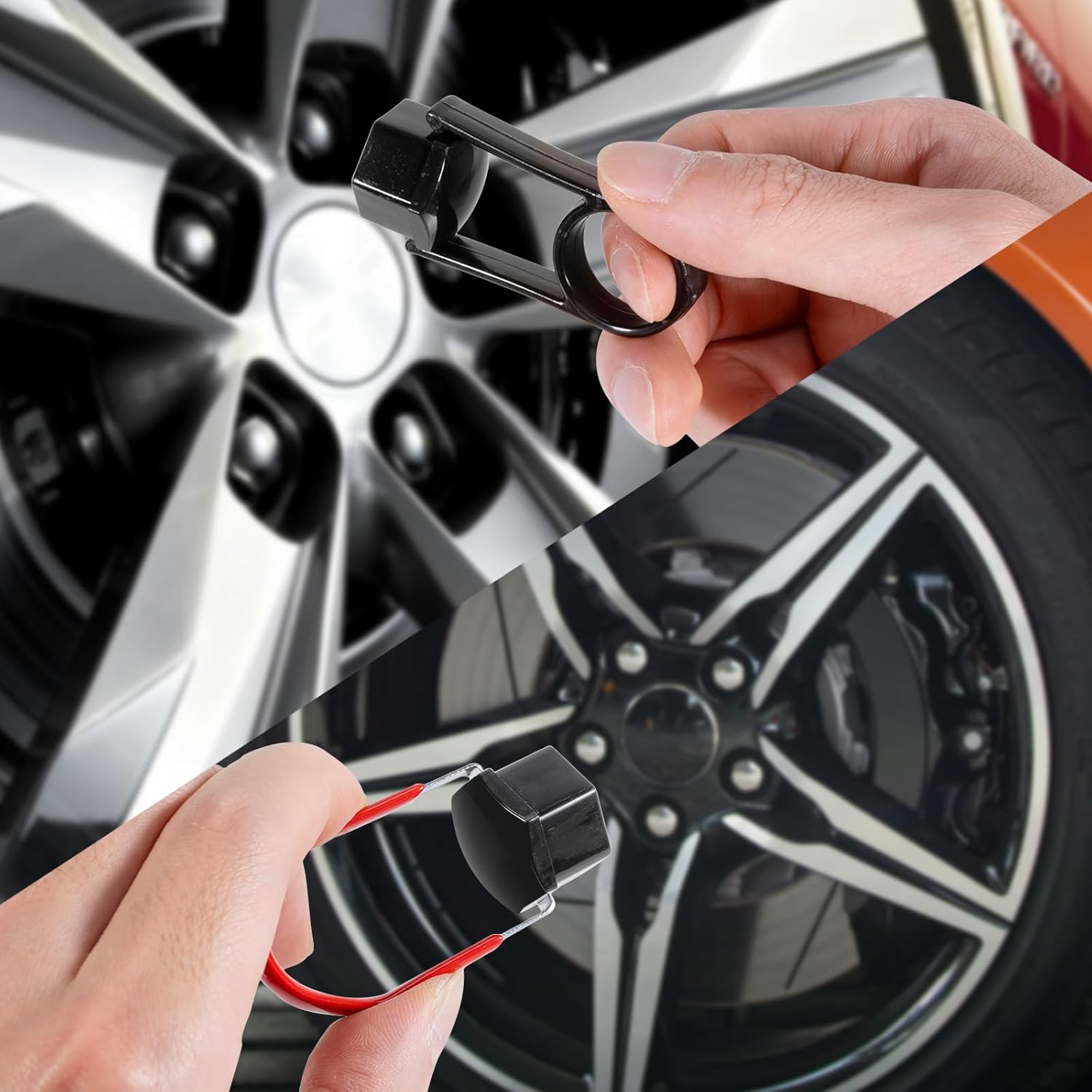 Carehabi 24 Pieces Wheel Nut Caps 17Mm Wheel Bolt Nut Cap Covers Hexagonal Tyre Nut Covers with Removal Tool Kit for Cars (Matte Black)