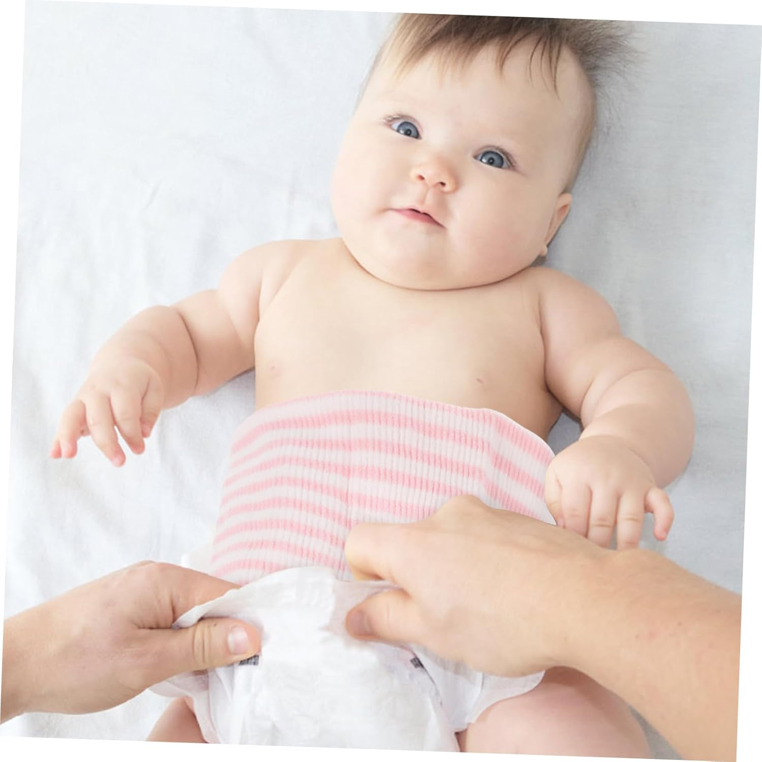 Newborn Baby Belly Band 100% Cotton Double Layer Infant Belly Wrap Cord for Navel Protection Soft Pink Striped for Boys and Girls image number 6