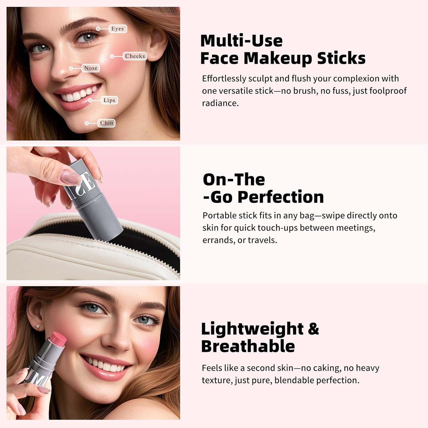 KIMUSE Cream Contour Stick Duo, Cream Blush Stick, Bronzer Shaping Sticks, Creamy & Highly Pigmented, Long Lasting Vegan Face Make up Sticks image number 5