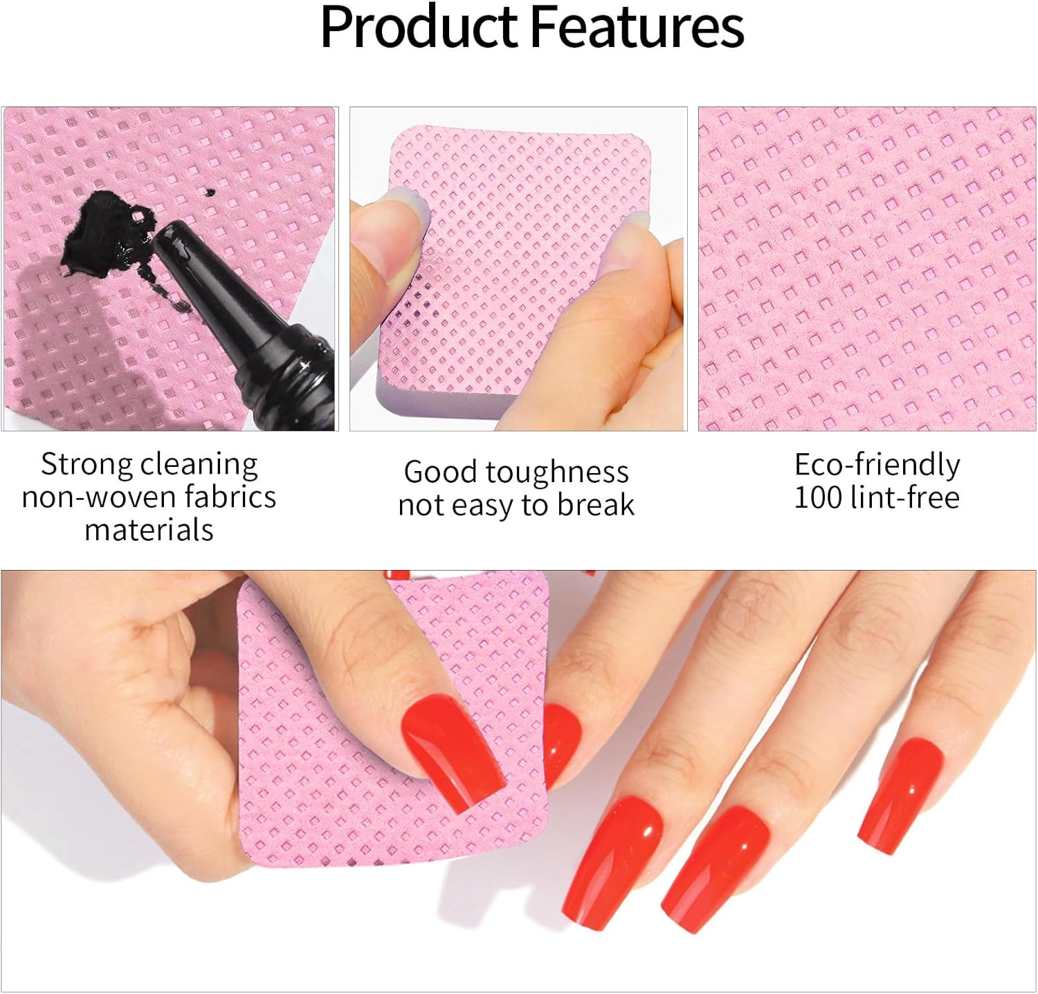Vgvgaj 200 Pieces Lint Nail Wipes Eyelash Extension Glue Wipes Non Woven Fabric Nail Cleaning Pads Soft and Gentle Lint Pad for Gel Nails for Women image number 2