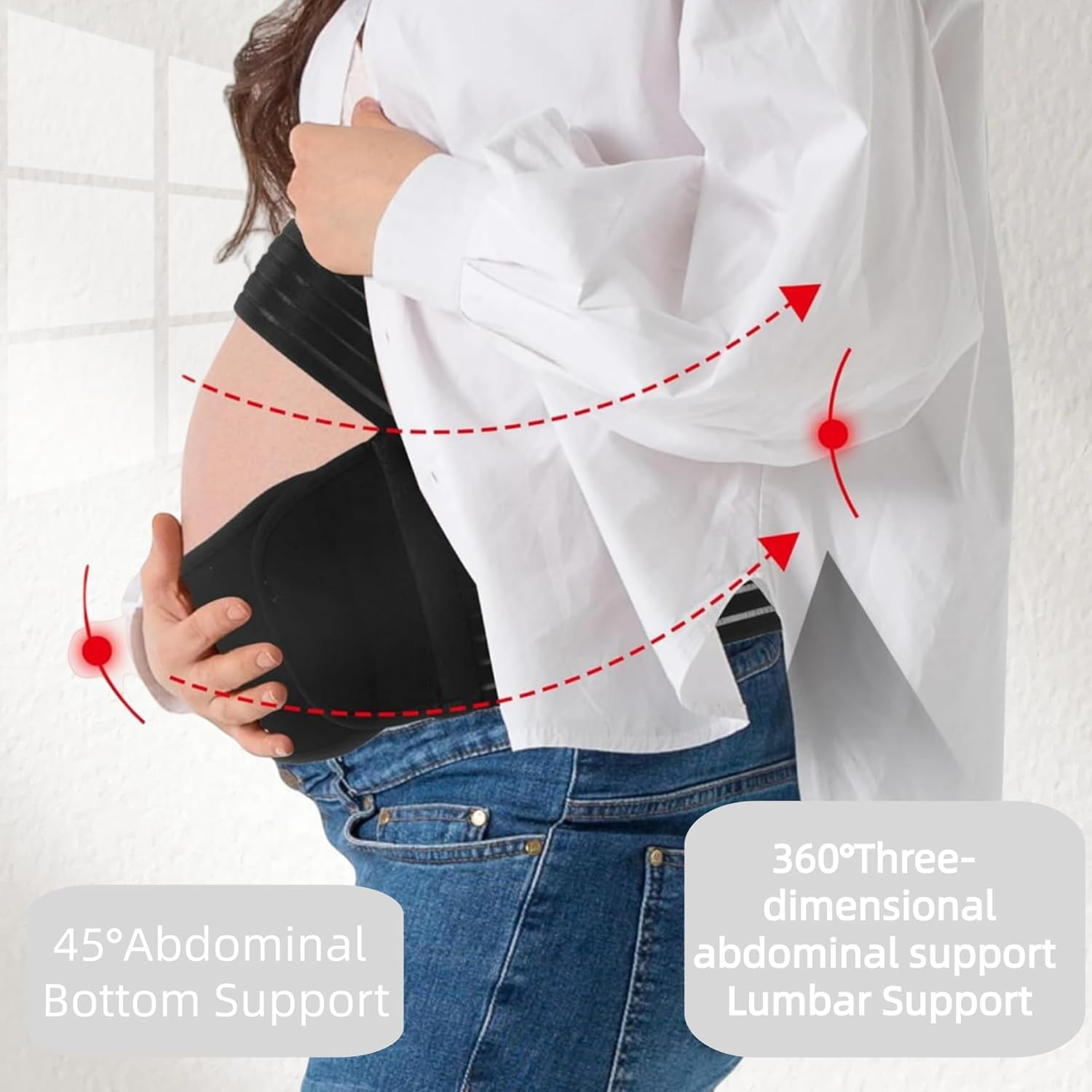 Maternity Belly Band Support, Breathable & Lightweight Abdominal Support with Back Brace, 3-In-1 Pregnancy Belly Belt for Mid to Late Term, Stylish & Durable Pregnancy Pressure Relief Band image number 4