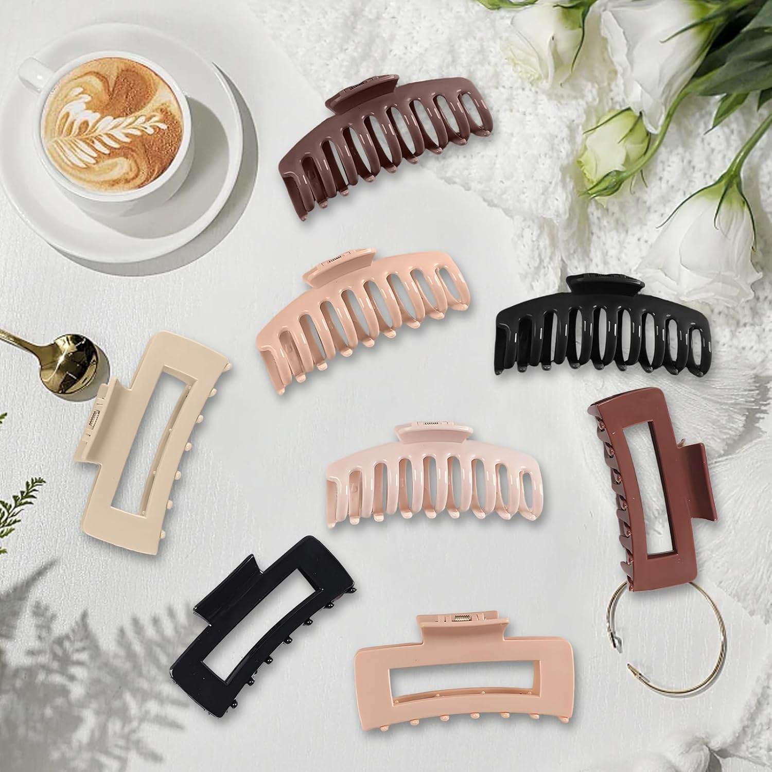 VEGCOO Pack of 8 Cloud Clips, Women'S Large Hair Clips, 11 Cm, Soft and Flexible, Large Non-Slip Hair Clip, Claw Clip Hair Clips Set for Thin and Thick Hair image number 3