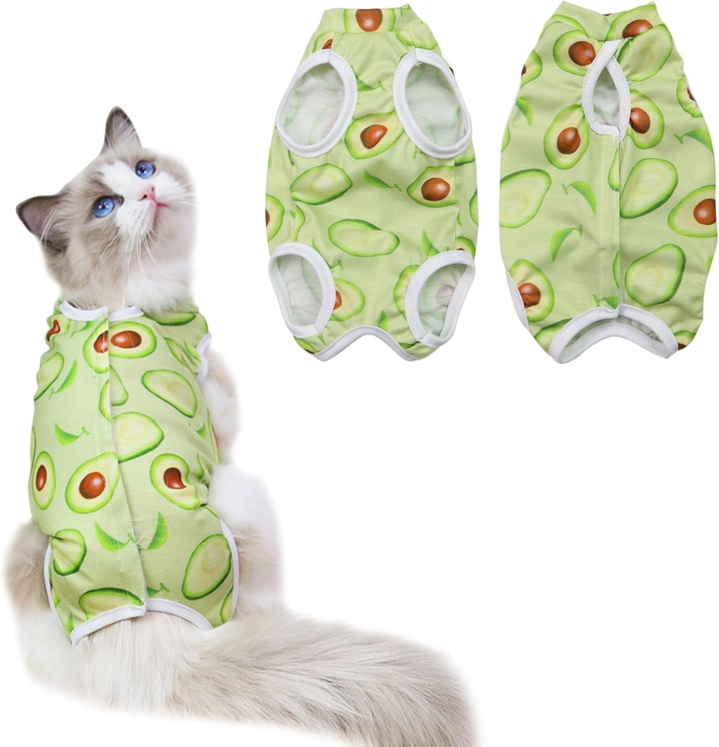 Cat Recovery Suit,Cat Professional Recovery Suit Cat Suit Post Surgery Medical Care Cone Collar Alternatives anti Licking Wound Cat Vest Bodysuit for Male Female Cats Kitten (Green, M) image number 2