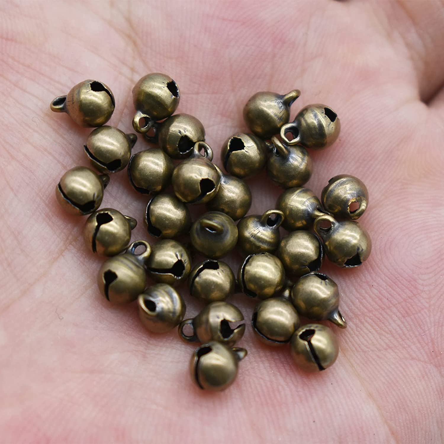 Maydahui 200PCS Mini Jingle Bell 1/4 Inches Vintage 6Mm Alloy Bronze Color Bead DIY for Sewing Wedding Jewelry Findings and Crafts image number 1