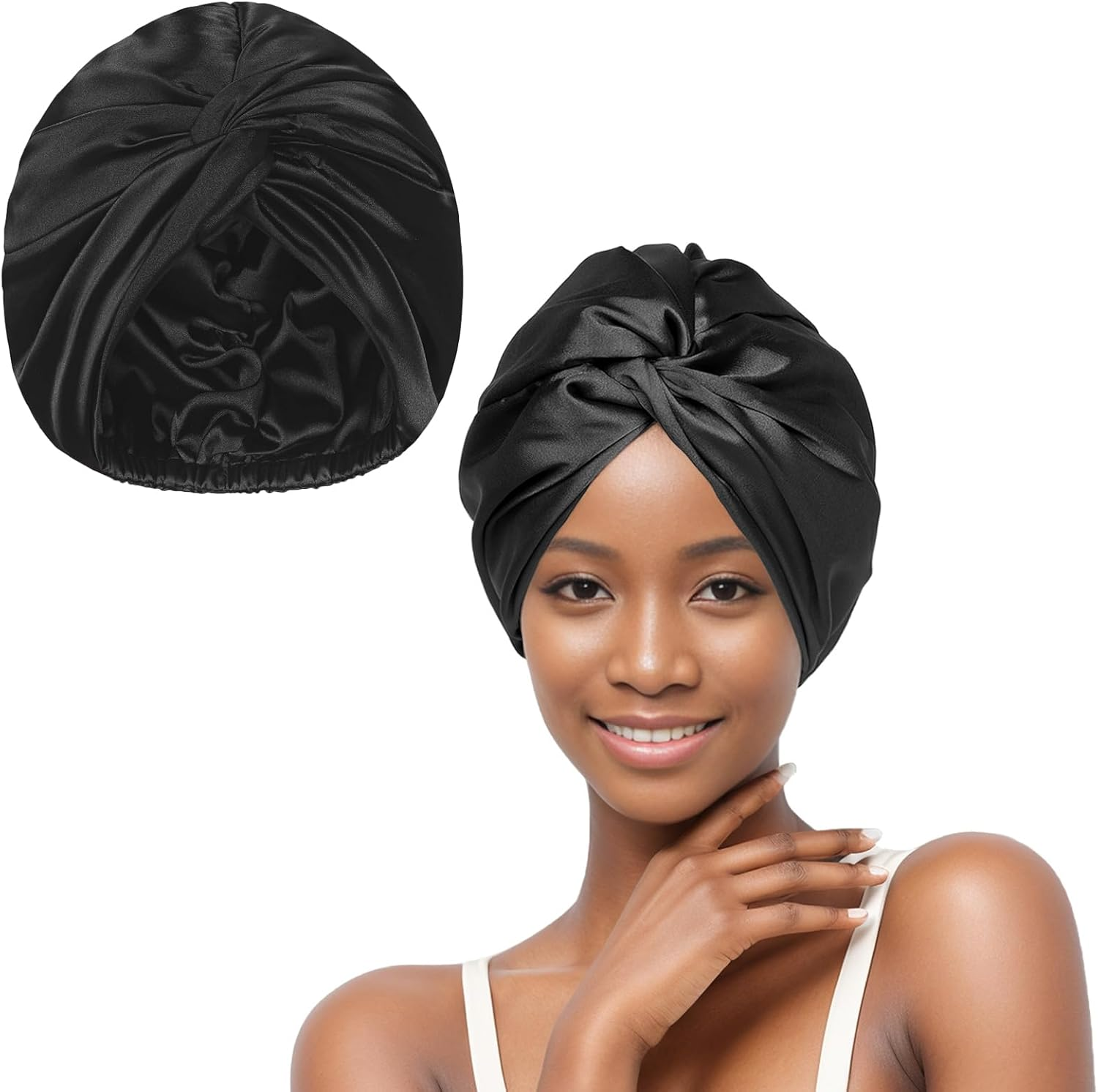 Raheem Silk Cap for Sleeping, Adjustable Sleep Cap with Elastic Band, Soft Breathable Night Hat, Satin Hair Cap, Shower Cap, Good for Hair image number 1