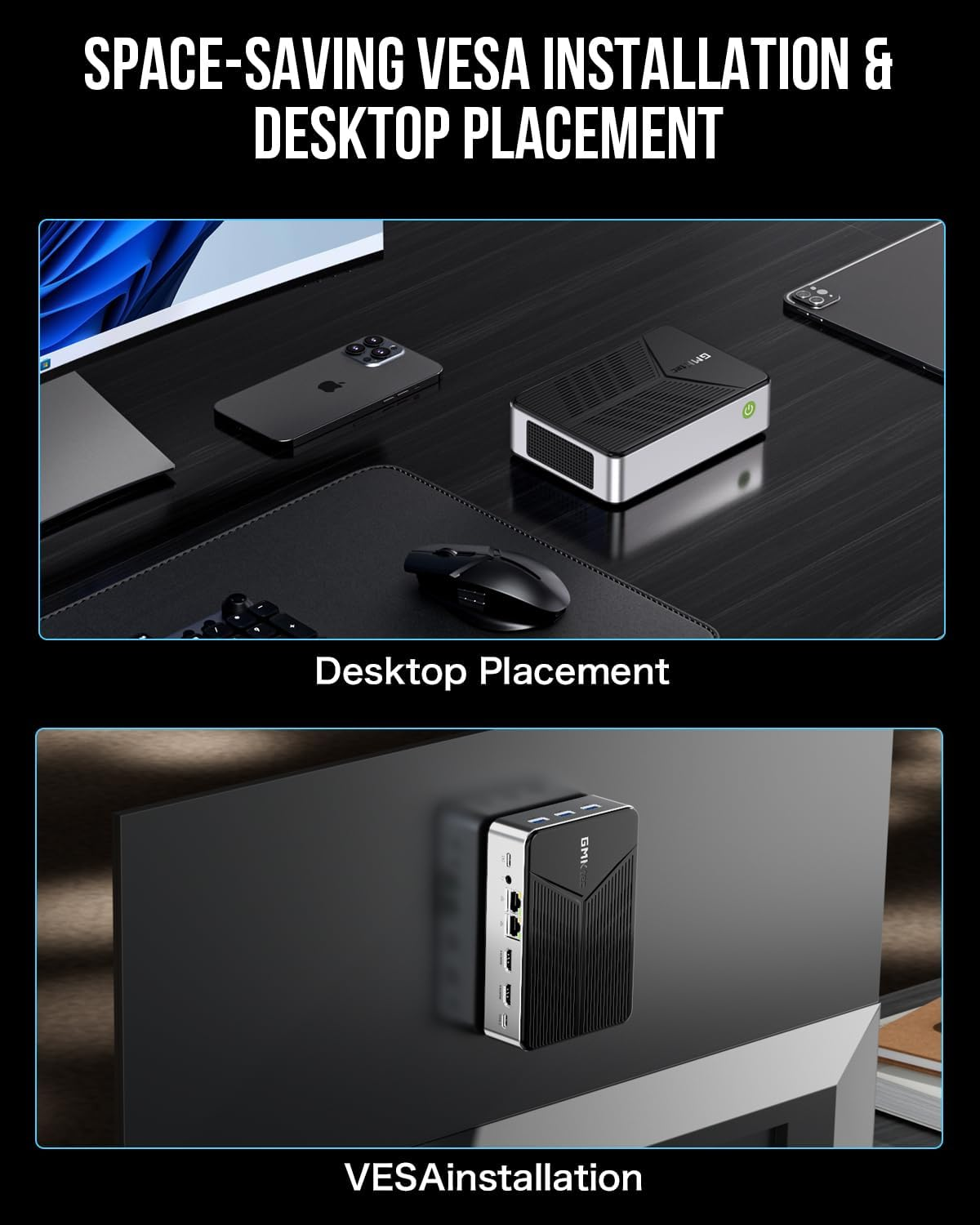 Gmktec Mini PC NAS Intel N150 Dual Boot System Desktop Computer 12GB DDR5 64GB EMMC+512GB SSD, 4*M.2 Nvme Slots, Dual NIC 2.5G, USB-C/USB 3.2 10Gbps, Network Attached Storage Upgraded G9