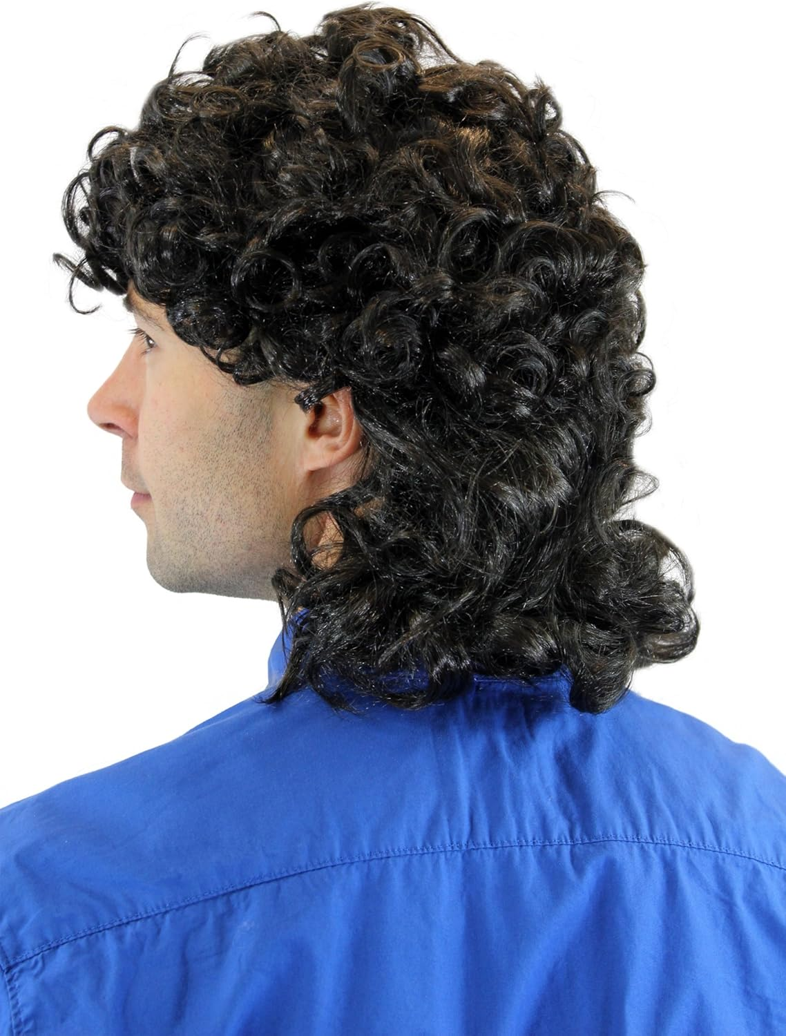 WIG ME up - 3751-P1 Carnival Halloween Wig Men'S Wig Black Strong Curly Manta Proll Vokuhila Mullet image number 4