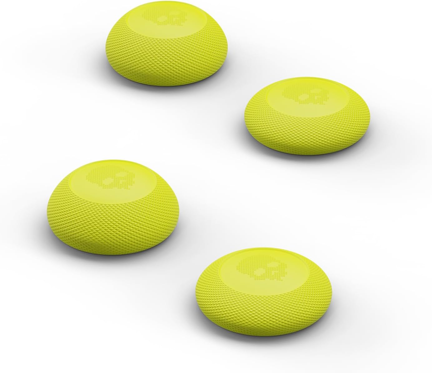 Skull & Co. Convex Thumb Grips Set: Skin, CQC Joystick Cap Analog Stick Cap for Steam Deck and ROG Ally - Neon Yellow, 2 Pairs (4Pcs)