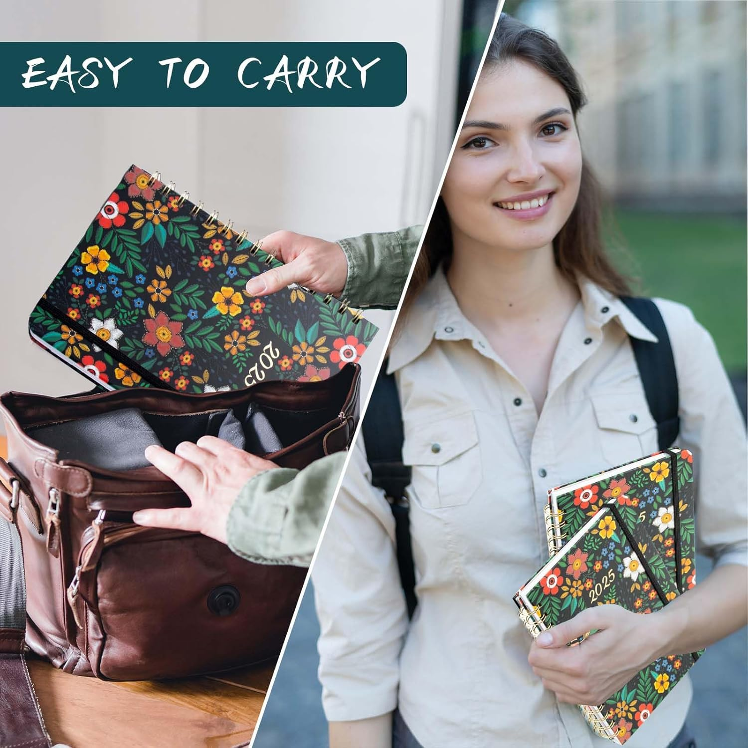 2025 Planner,Calendar 2025, Jan.2025 - Dec.2025, 2025 Planner Weekly and Monthly with Tabs, 6.3" X 8.4", A5 Hardcover with Back Pocket + Thick Paper+Elastic Closure -Oil Painting (E) image number 2