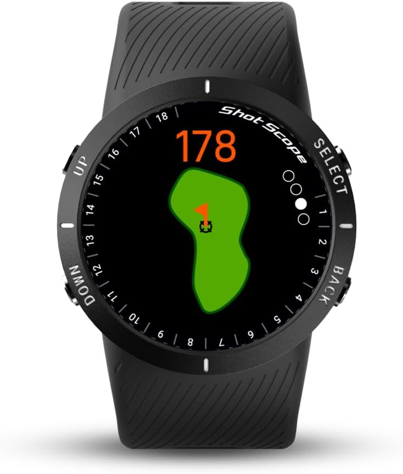 Shot Scope V5 GPS Watch, Shot Tracking, 36K+ Preloaded Courses, Full Course Maps, No Subscription, Black Bezel and Black Strap image number 2