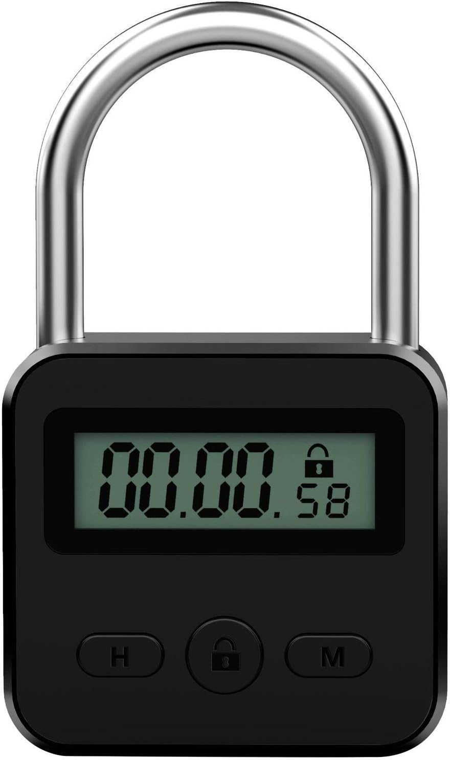 Metal Timer Lock - Electronic Time Padlock with LCD Display - USB Rechargeable (Black) image number 6