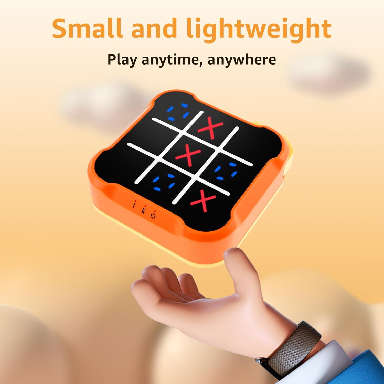 Toe Board Toy Game Electronic Memory Games Training Infinite Toe Game for Indoor Game Handheld Puzzle Game Console Portable Enduring Tic TACS Toe Bolt Game for Kids Adults (Orange) - Yellow image number 6