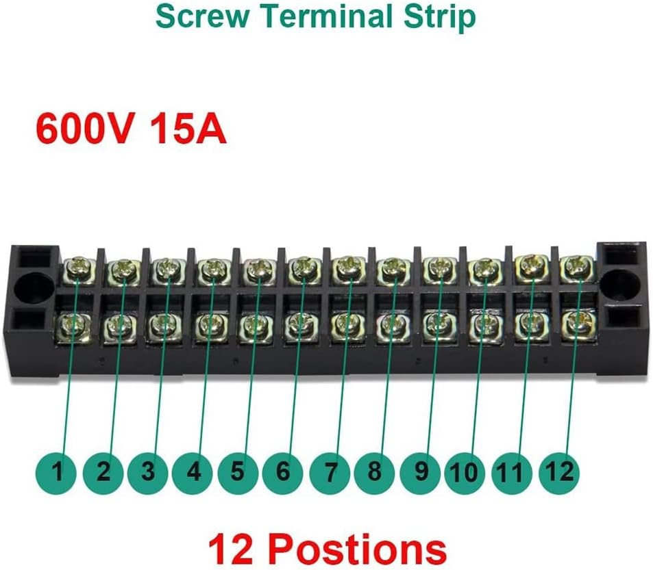 10 Pcs Terminal Block 12 Positions Dual Row 600V 15A Screw Terminal Strip Blocks with Cover Terminal Strip image number 1