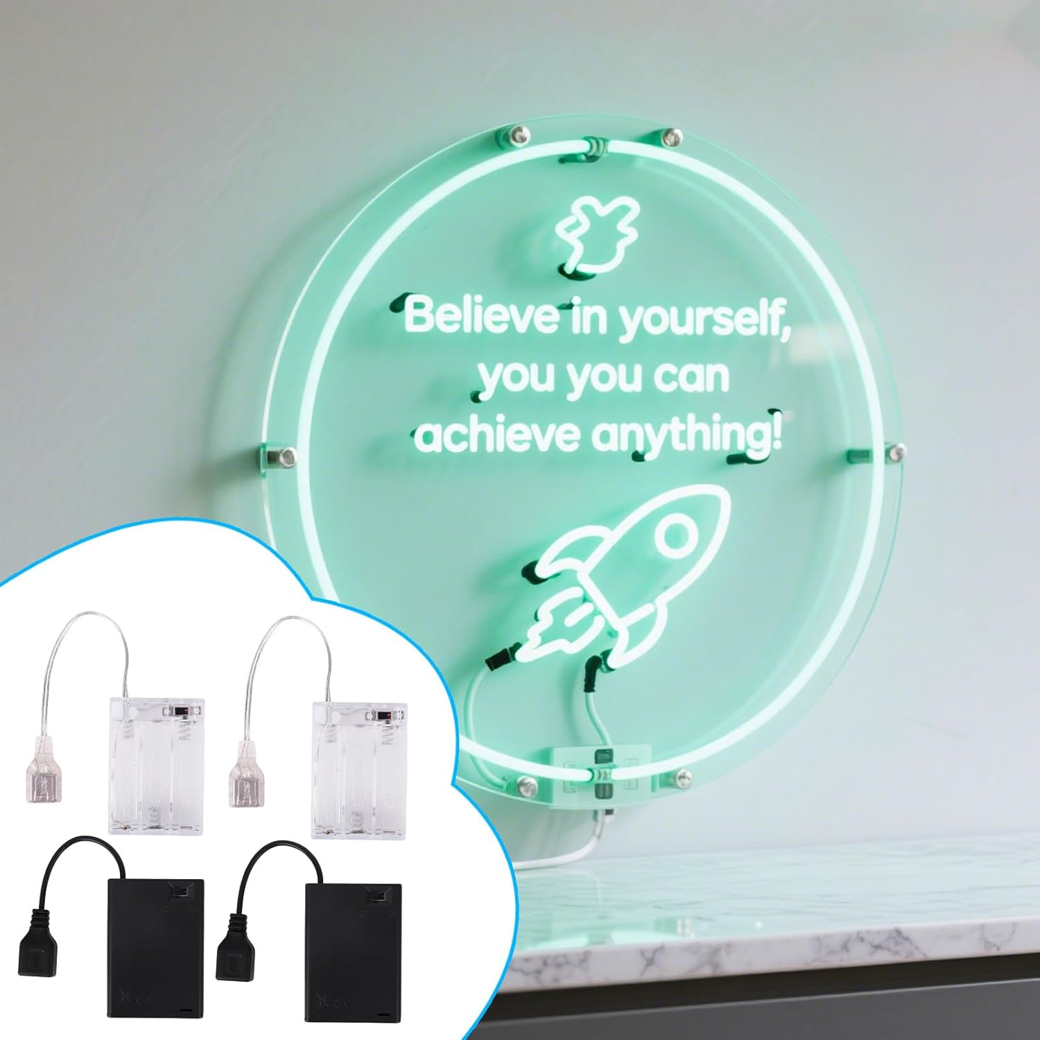 BTFO 4Pcs Portable Battery Pack for 5V LED Neon Sign, Converts USB Neon Lights to Battery-Operated, Battery Box Power Supply for Outdoor and Indoor Use image number 3