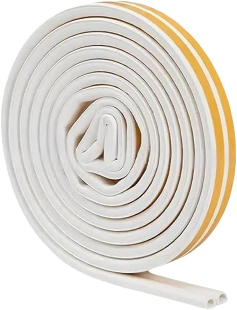 20-Foot Door and Window Weatherproof Sealing Strips, Leitungg Anti-Collision Strips - Self-Adhesive Foam Sound Insulation D-Shaped Strips(White) image number 5