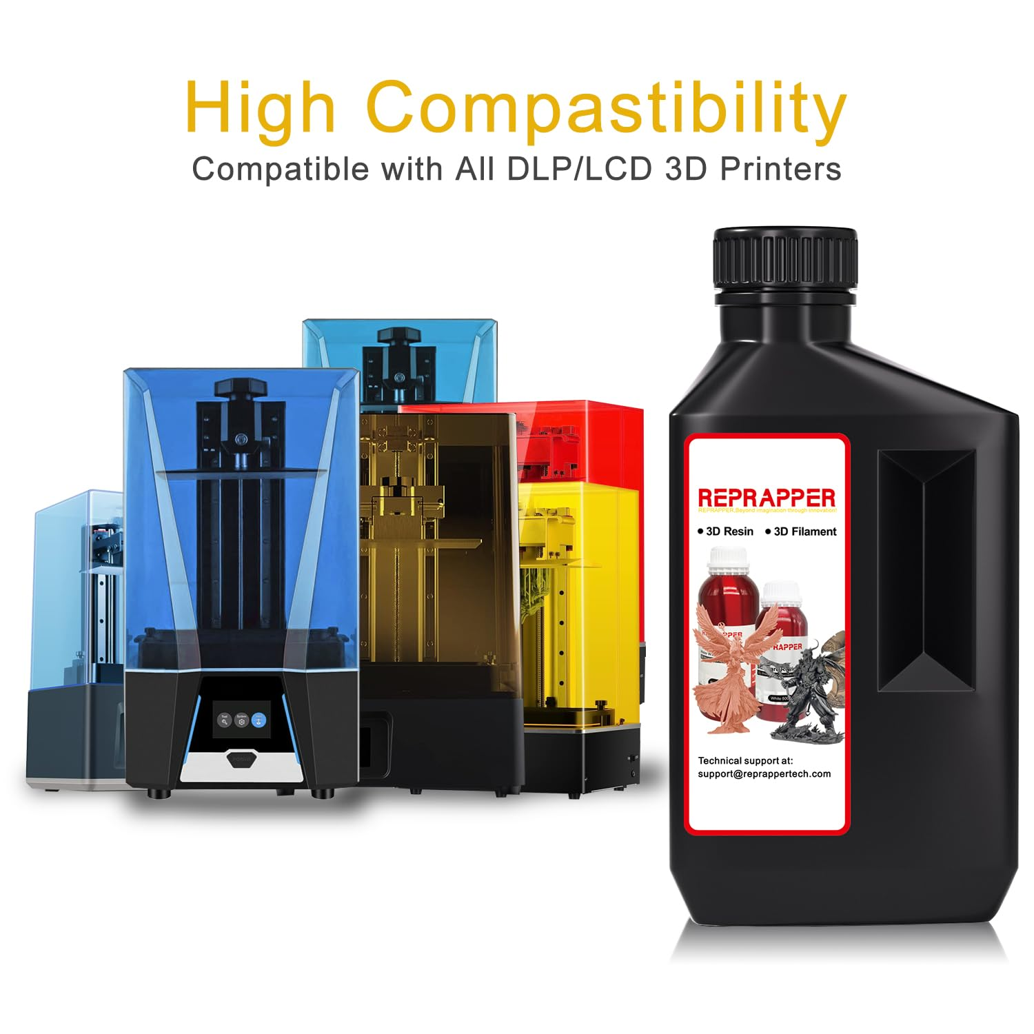 Reprapper Metalshift 3D Printer Resin 405Nm Fast Uv-Curing Standard Photopolymer Resin with Metallic Shine for LCD Printer, Argent Aura 1000G image number 2