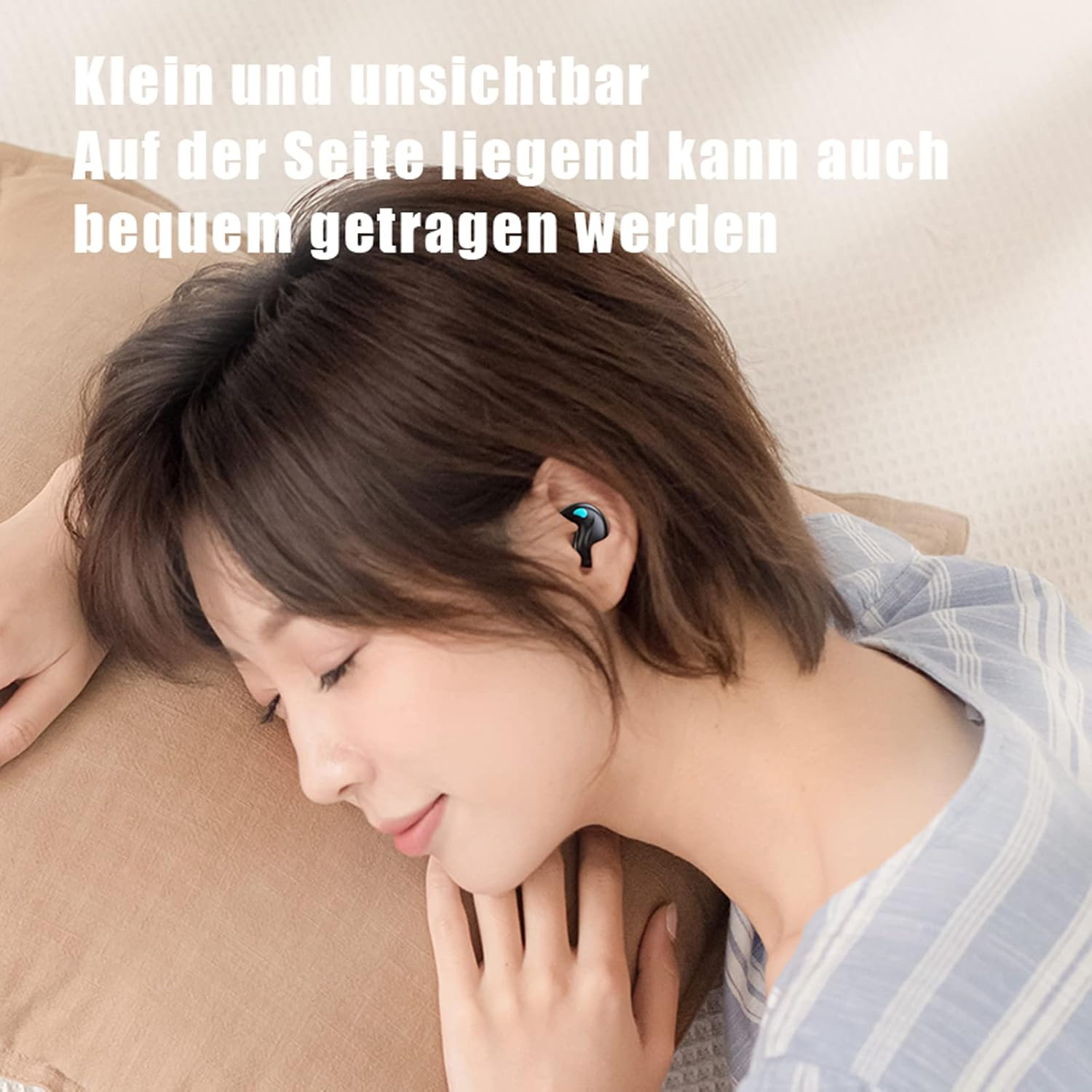 Xmenha Mini Invisible Bluetooth In-Ear Wireless Headphones for Sleeping, Noise Cancelling, Black image number 2