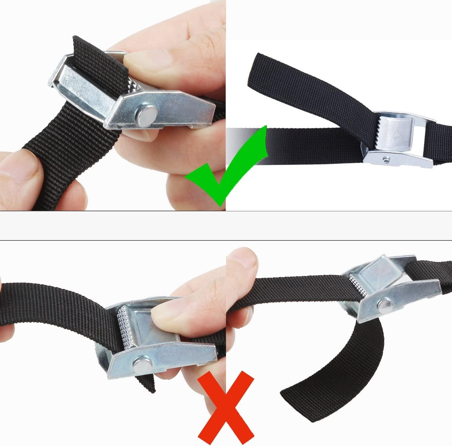 6Pcs Tie-Down Straps, Heavy Duty Lashing Straps 2M Tension Belts Ratchet Straps Luggage Straps Capacity 250KG with Metal Buckle for Motorcycles,Trucks,Cargo,Bicycles