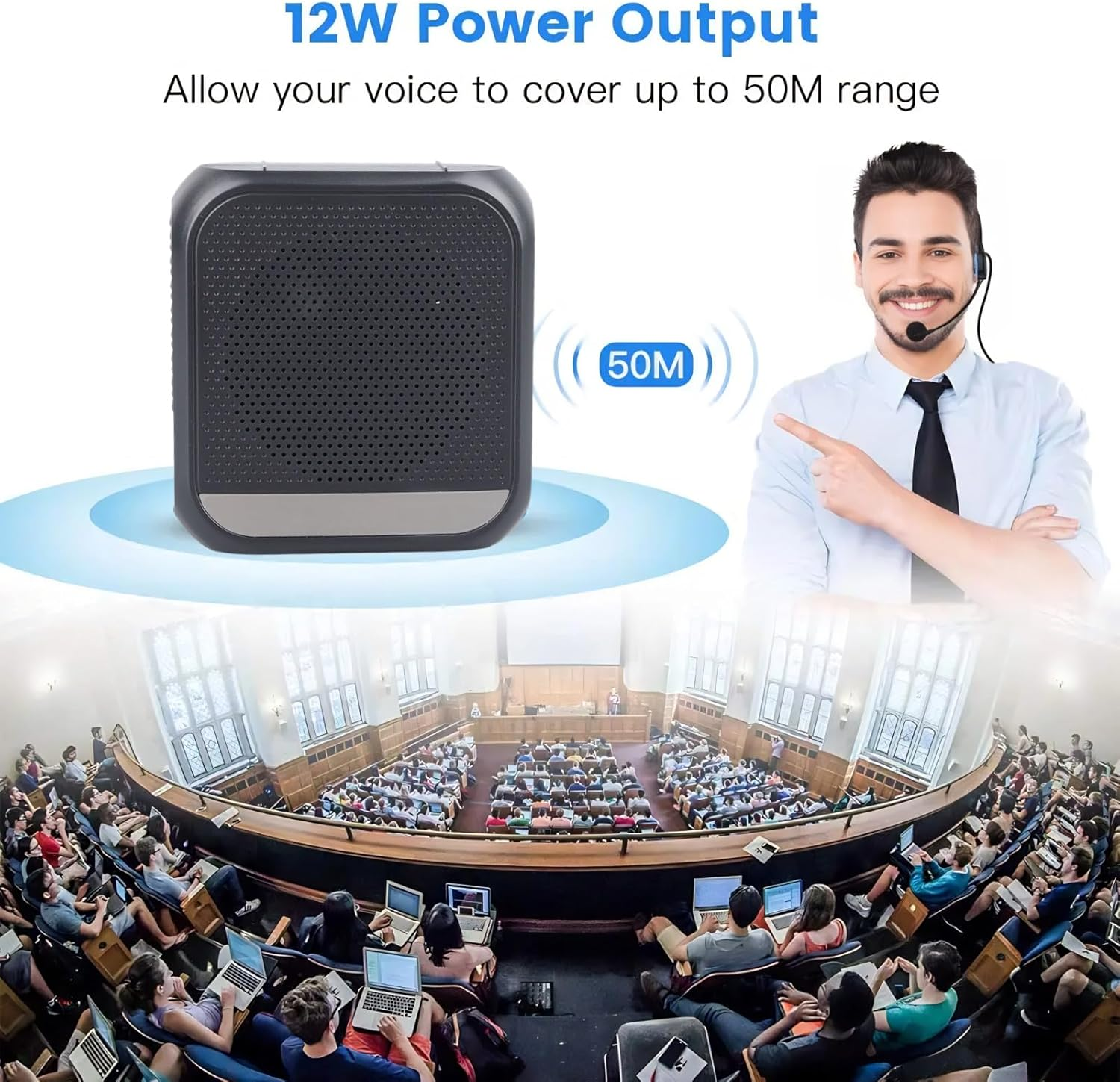 Bluetooth Voice Amplifier for Teachers with Headset Microphone Voice Amplifier for Teachers for Teachers with Headset Microphone & Referee Gear image number 1