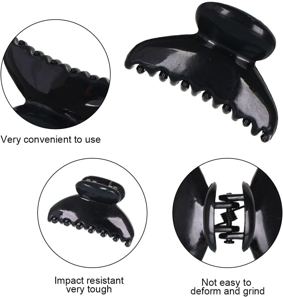 PLABBDPL Plastic Hair Claw Clips, Small Hair Clips, Mini Hair Clip, Vintage Simple Non-Slip Hair Clips, Hair Pin Thick Hair Claw Clips Accessories for Women Girls, Black image number 3