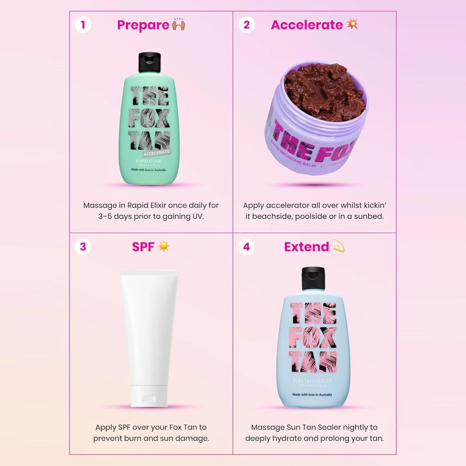 The Fox Tan Rapid Bronzing Balm, Tanning Accelerator for Darker & Faster Tans, Creates Flawless Tan Skin & a Deep Glow, Vegan & Cruelty-Free, 150Ml image number 5