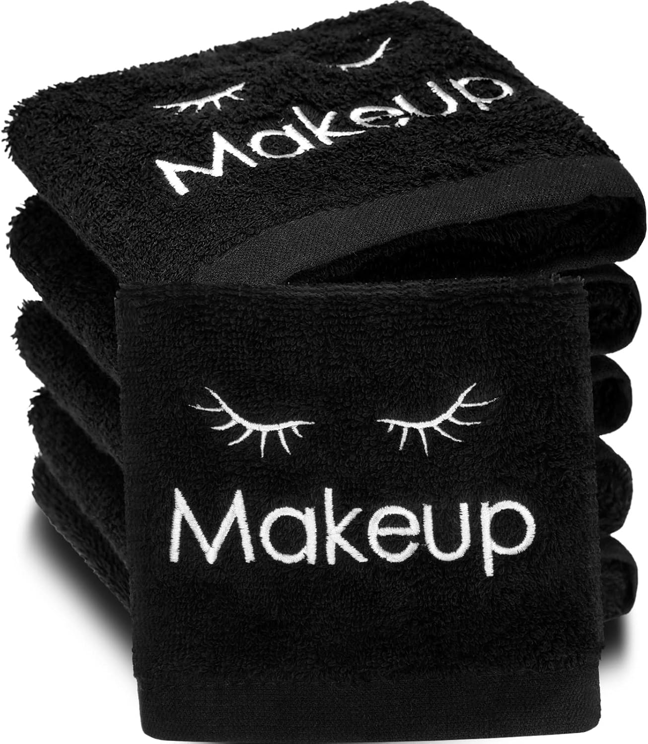 Shimeyao 13X13 Inch Makeup Washcloths Reusable Makeup Remover Cloths Facial Cleansing Towels Cotton Cosmetic Towel Water Absorbent Cloth Face Towels for Women Skin Care, Black(12 Pcs,Classic Style) image number 3