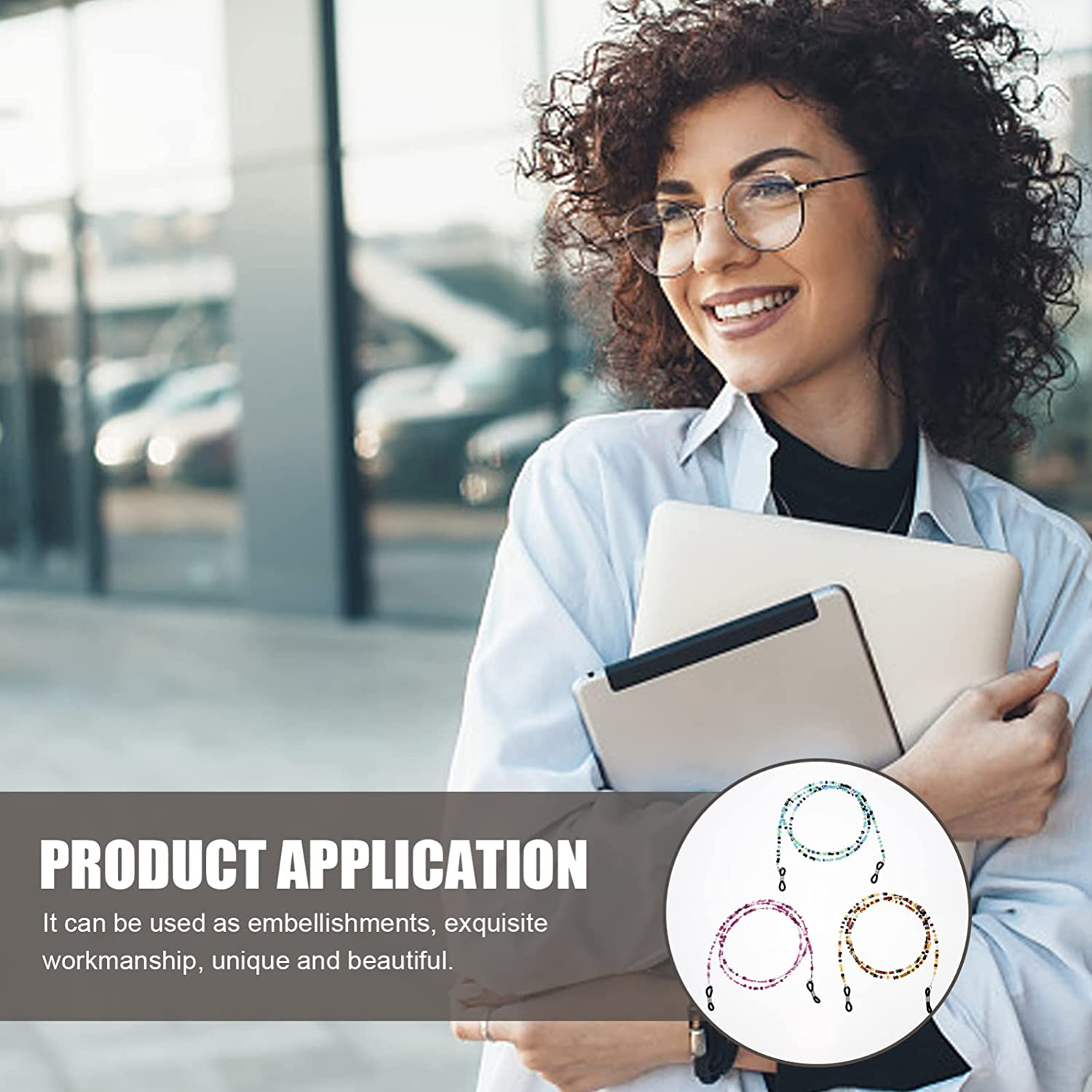 POPETPOP 3Pcs Beaded Eyeglass Chains Glasses Hanging Ropes Glasses String Holder Face Cover Neck Lanyard Sunglasses Chain Cord Eyewear Retainer Strap image number 1