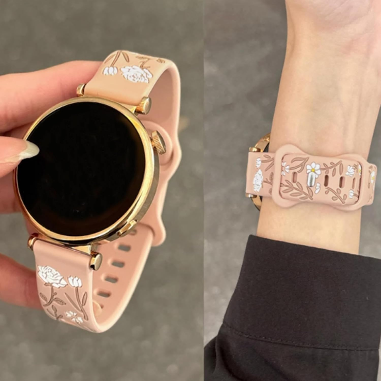 FYISWHO Rose Silicone Replacement Strap for Polar Vantage M3/M2/M/V3/V2 Shift/Grit X2 Pro/X/X Pro, 22 Mm Sports Wristbands, Watch Strap, Bracelet for OPPO Watch X/Watch 2/2R - Pink-White image number 5