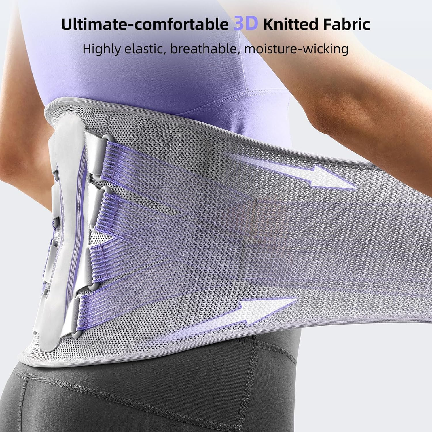 Koeay Back Brace for Lower Back Pain Women with Bionic Support System, Adjustable Knitted Lumbar Support Belt, Breathable Mesh Design with Lumbar Pad,For Herniated Disc,Sciatica,Scoliosis (Large) image number 4