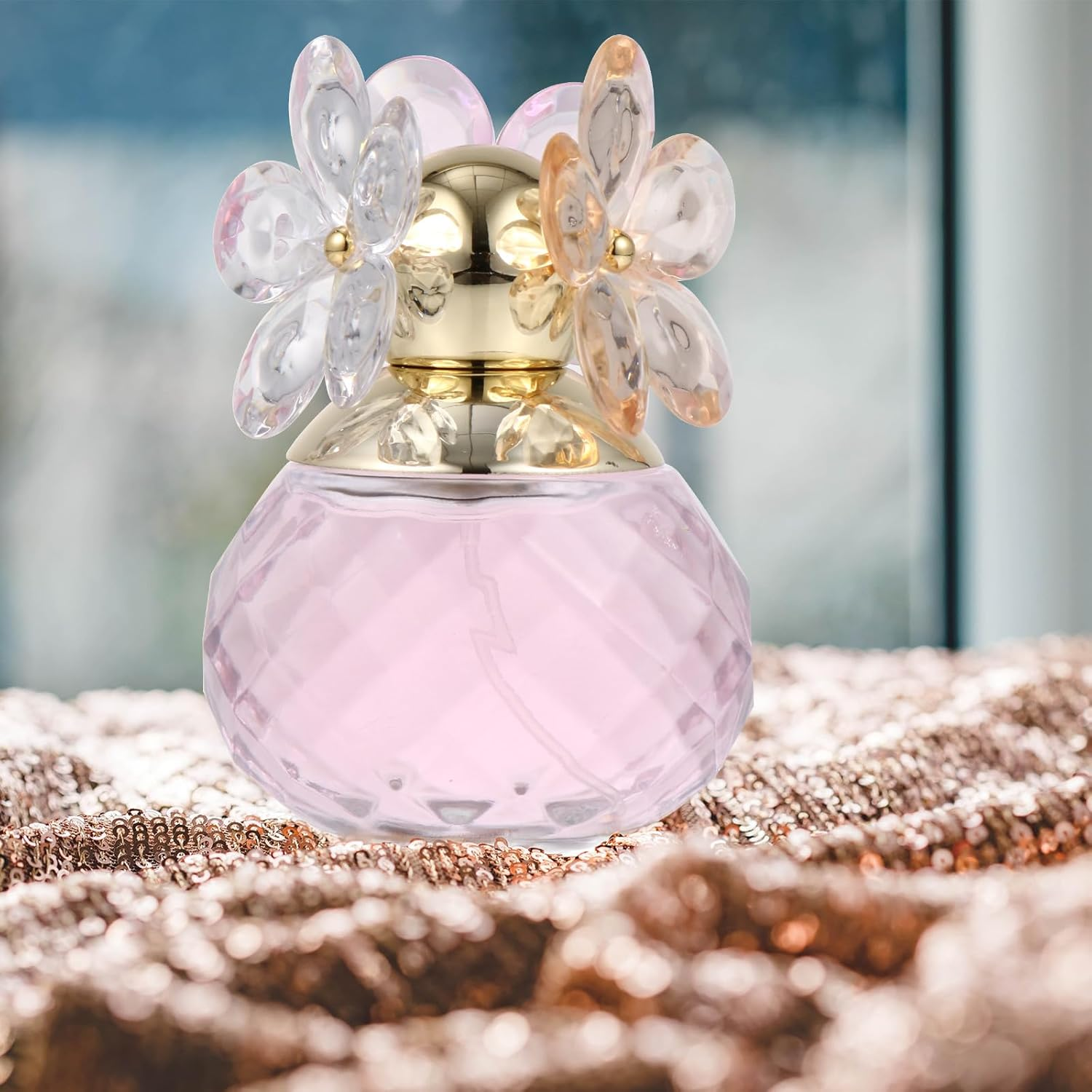 SEWACC 1 Bottle Lady Girl Women Natural Perfume Light Fragrance Romantic Flower Fruit Perfume Pink Glass Bottle for Everyday Use image number 1