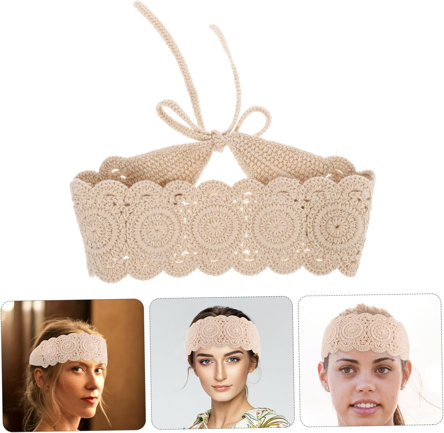 HORIALENCE Wide Crochet Headband for Women, Chic and Cotton, UV Protection, Versatile as a Hair Scarf or Accessory for Spring and Summer image number 1