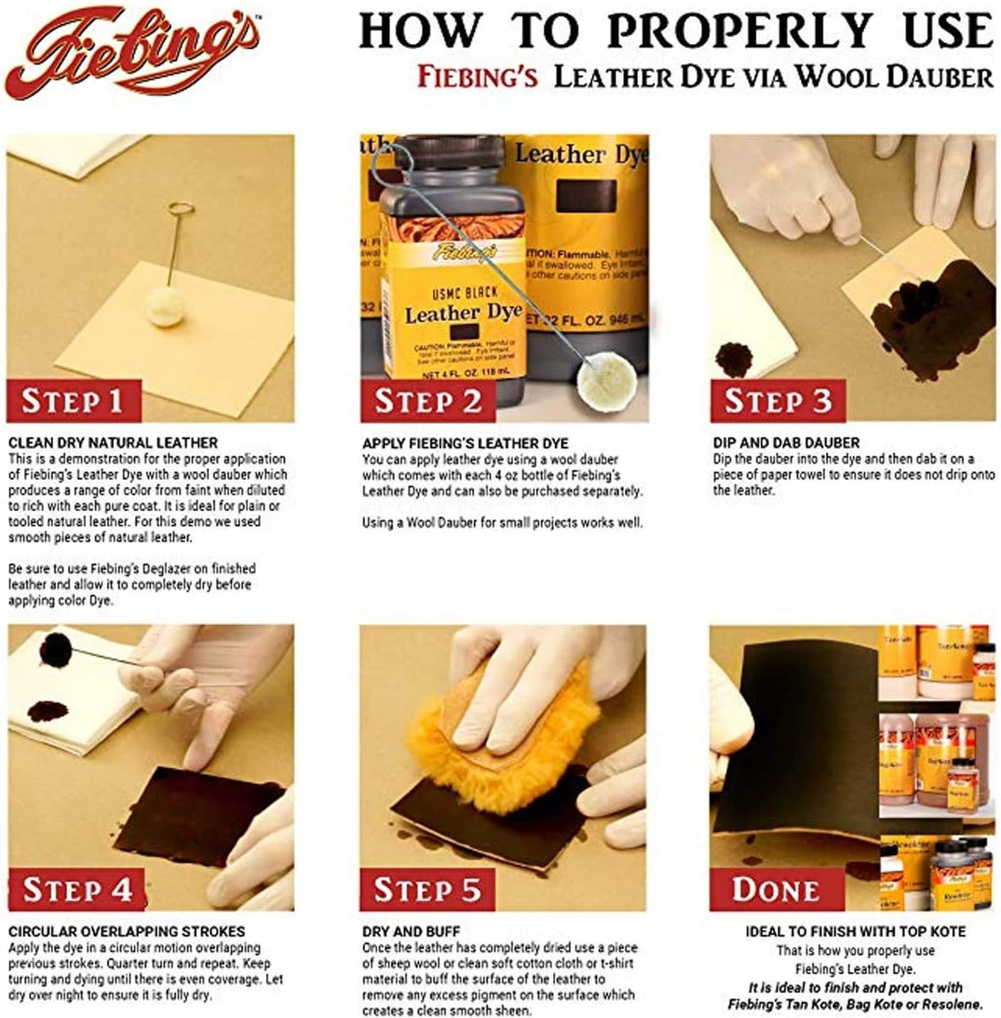 Fiebings Leather Dye Black 4Oz image number 2