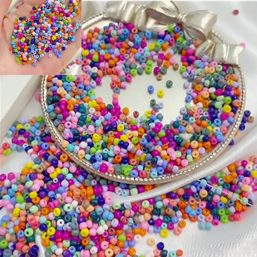1900 Pcs Halloween Pony Beads, Mini Orange White Blue Red Green Purple and Black round Plastic Beads for DIY Bracelets, Necklace, Key Chain, Hair Braids, Making Crafts (6 X 9Mm). image number 1