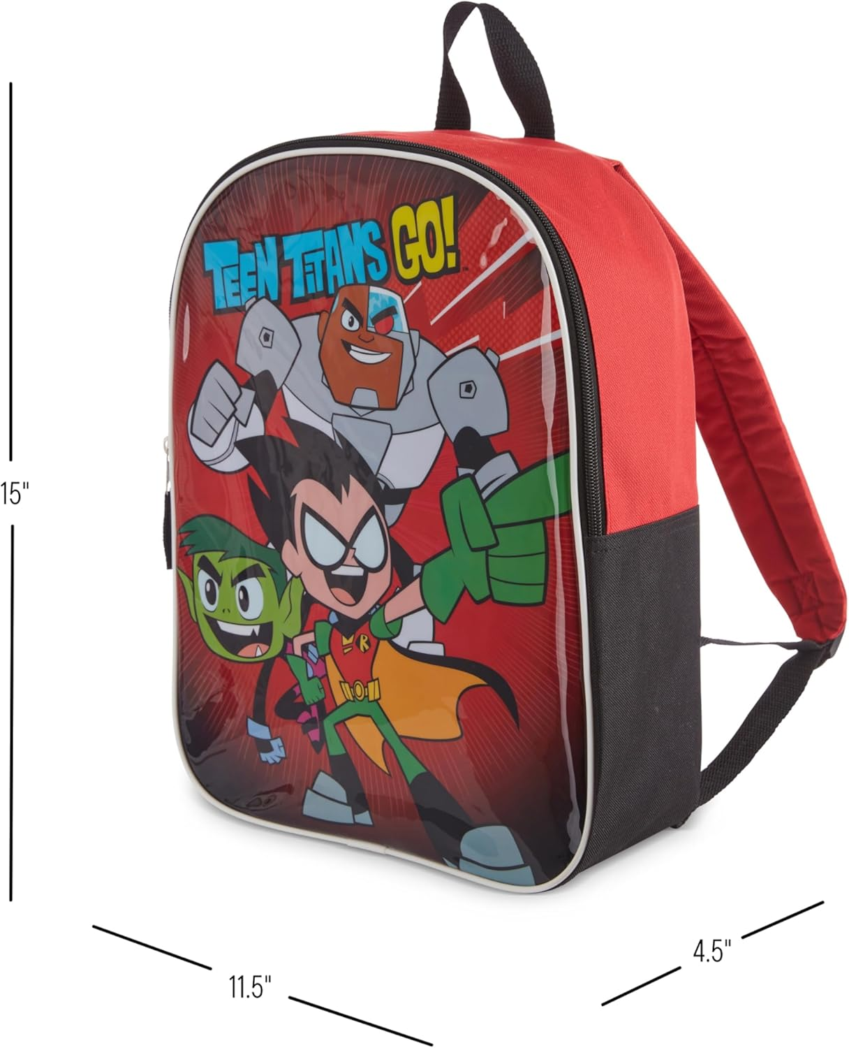 DC Comics Teen Titans Go Toddler Boy Backpack for Kids - Toddler Backpack with Padded Straps & Zip Compartment Little Kids Backpack - Comfy Backpack for Kids & Preschool Backpack - 15", Black, 15 Inch image number 1