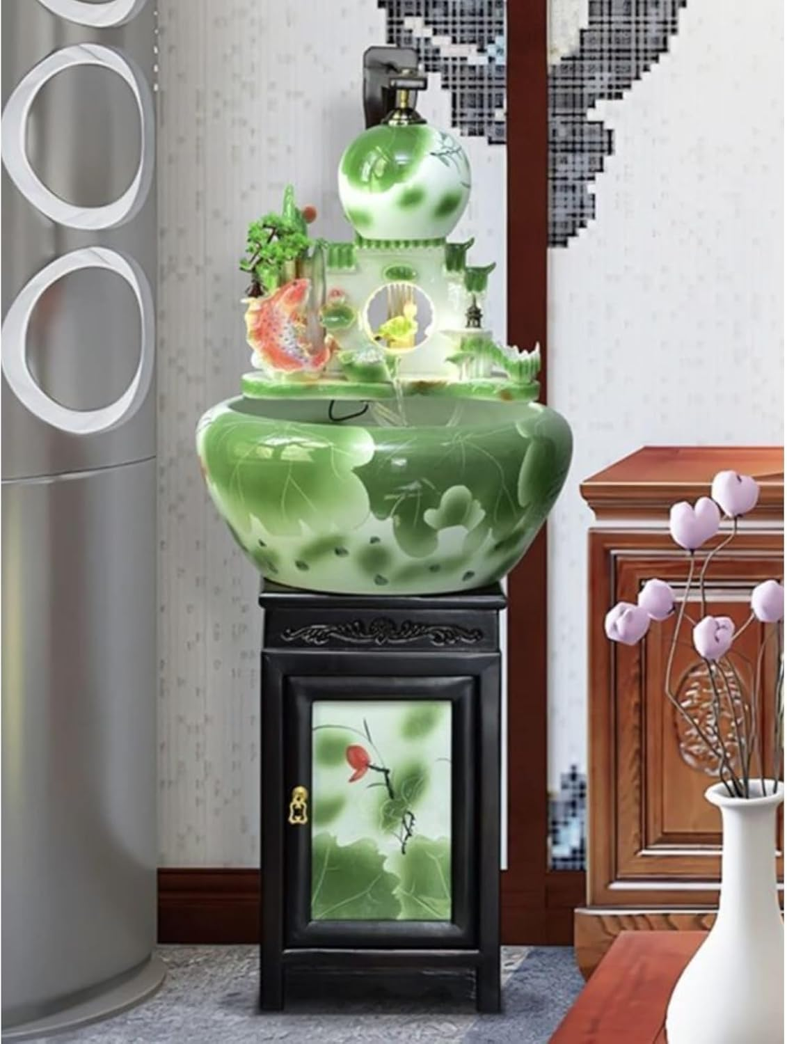 Outdoor Fountain Ceramic Circulating Water Fountain Fish Tank, Living Room Courtyard New Chinese Floor Decoration image number 4