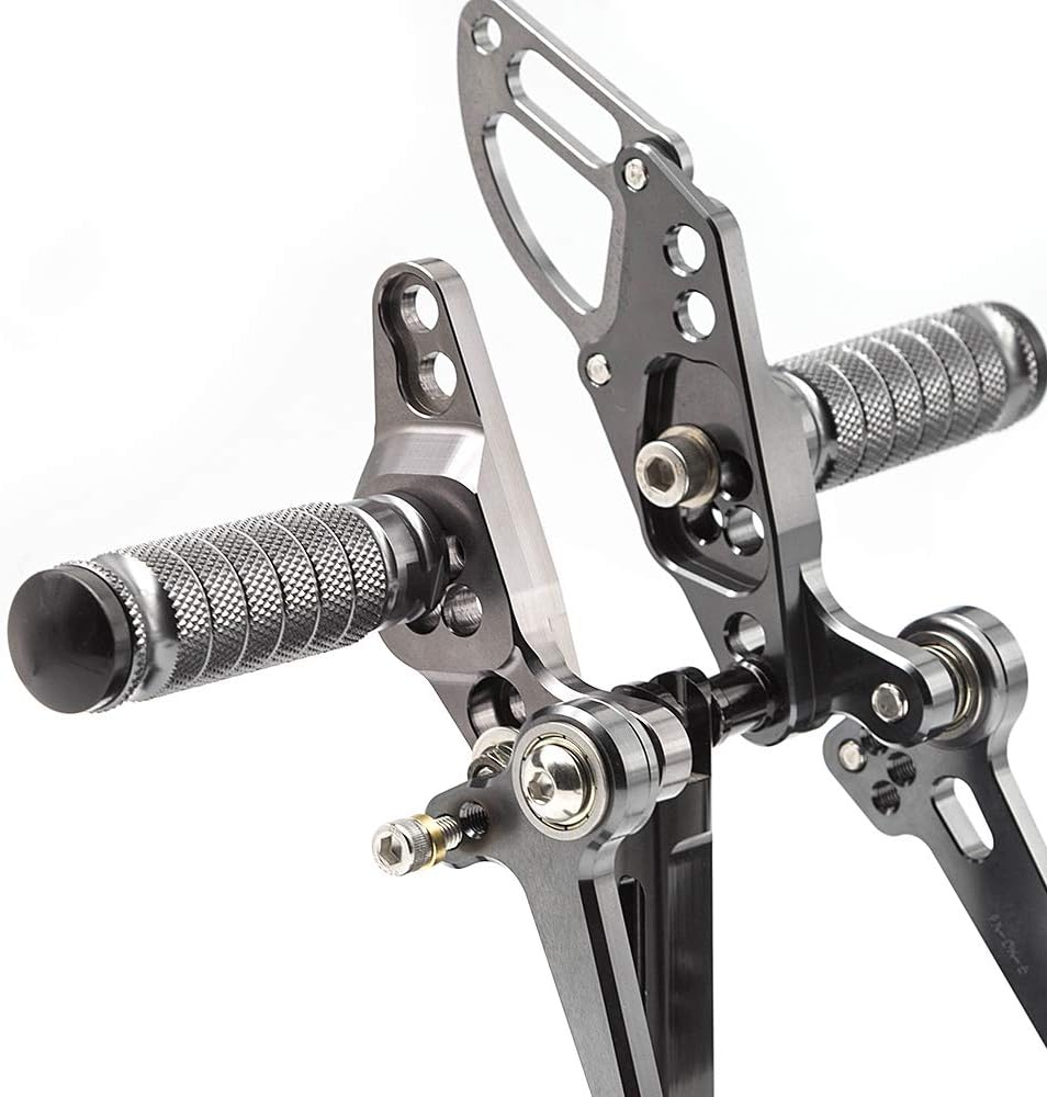 FXCNC CNC Billet Motorcycle Rearset Foot Pegs Rear Set Footrests Fully Adjustable Foot Boards Compatible with STREETFIGHTER 848 1100 Gray image number 4