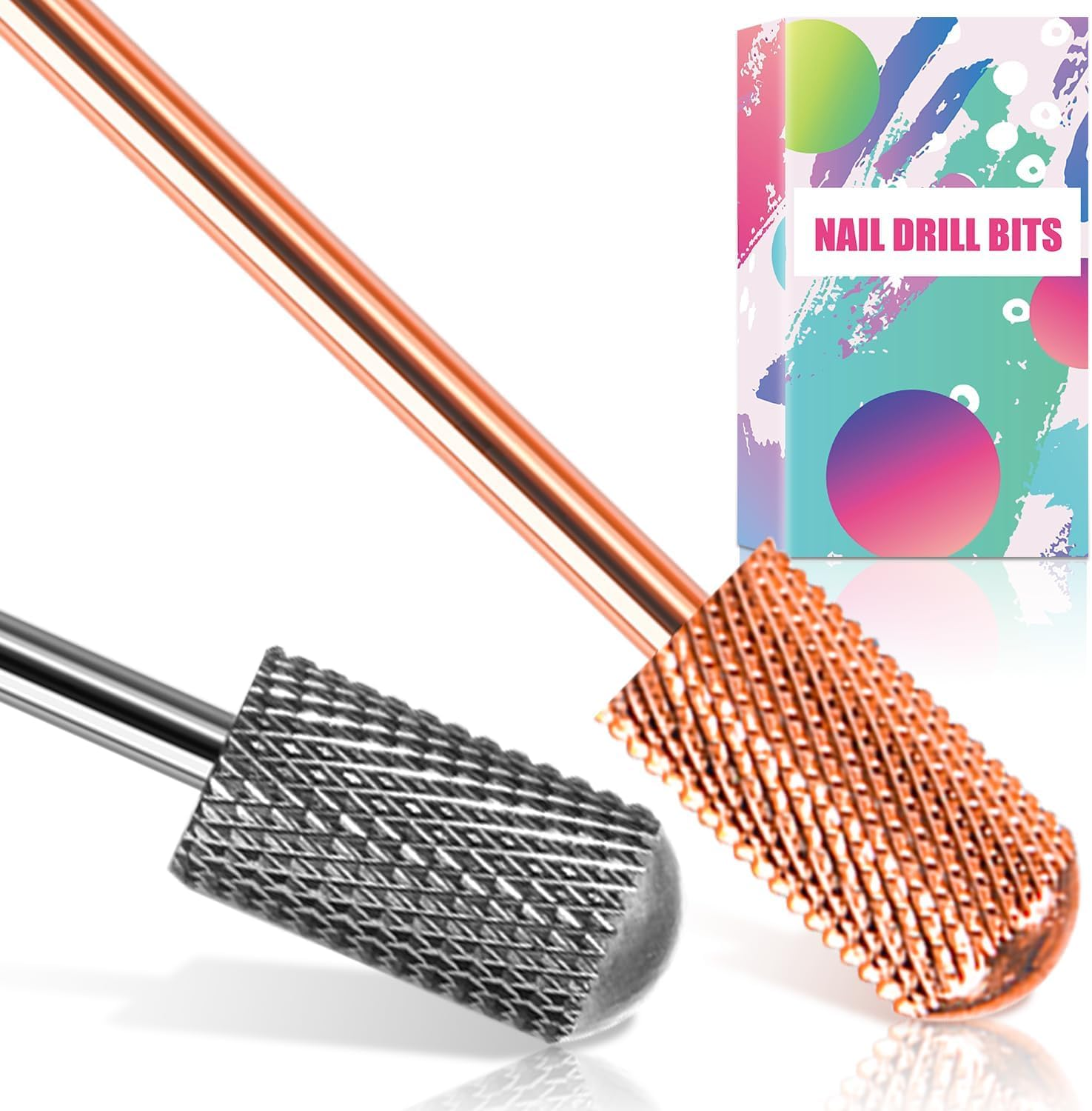 BLESWIN Nail Drill Bit 2PCS, Tungsten Carbide Bits 3/32'' Professional Drill Bits for Acrylic, Hard Gel, Dip Powder Nails, Smooth Top Safety COARSE Nail Bits for Dremel Machine (C) image number 6