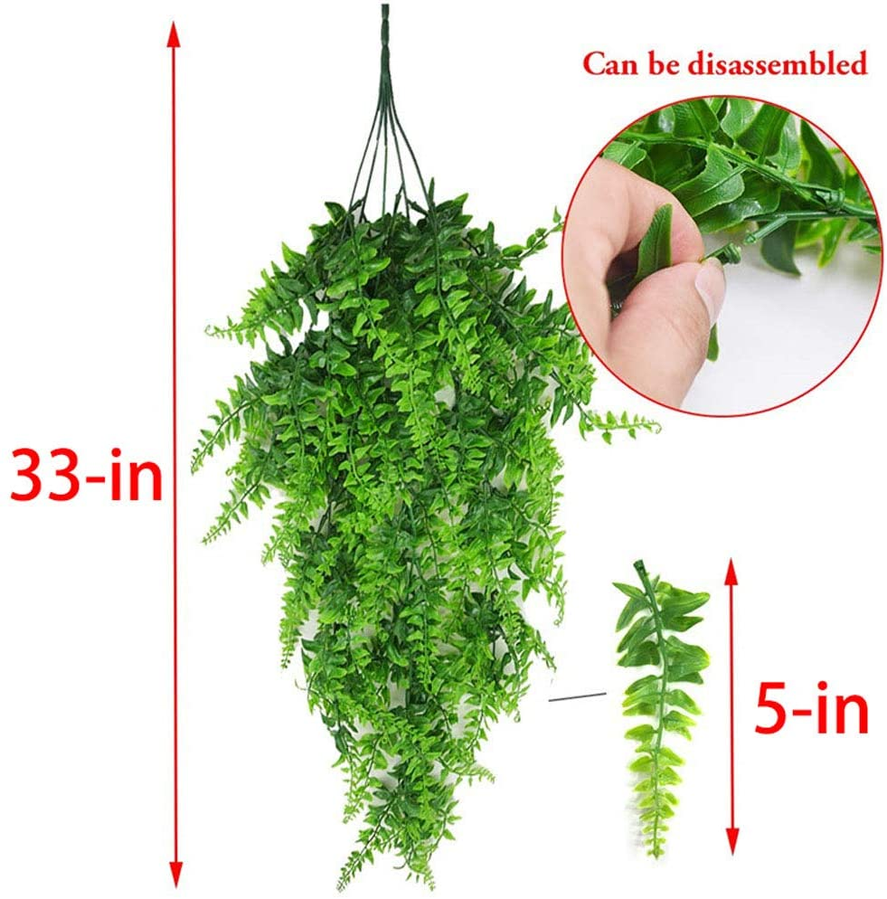 PINVNBY Reptile Plants Hanging Fake Vines Boston Climbing Terrarium Plant with Suction Cup for Bearded Dragons Lizards Geckos Snake Pets Hermit Crab and Tank Habitat Decorations (2 Pack) image number 2