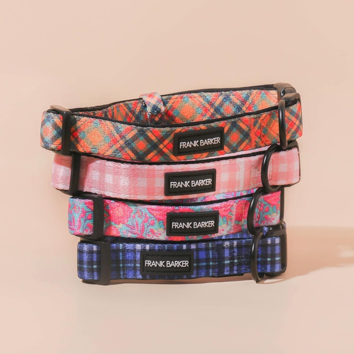 Splosh Frank Barker Plaid Dog Collar, Large, Orange image number 1