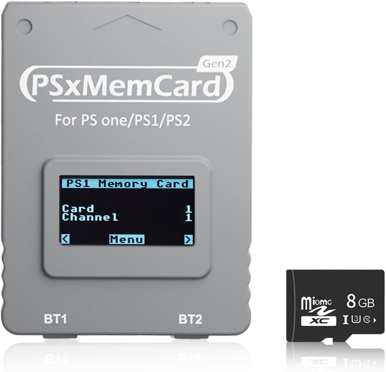 BITFUNX Psxmemcard Gen2 Memory Card - Supports Firmware Upgrade, Unlimited Storage and Sd2Psxtd, Includes a 8GB Microsd Card, High Speed Game Memory Card for PS2/PS1/PS One Console