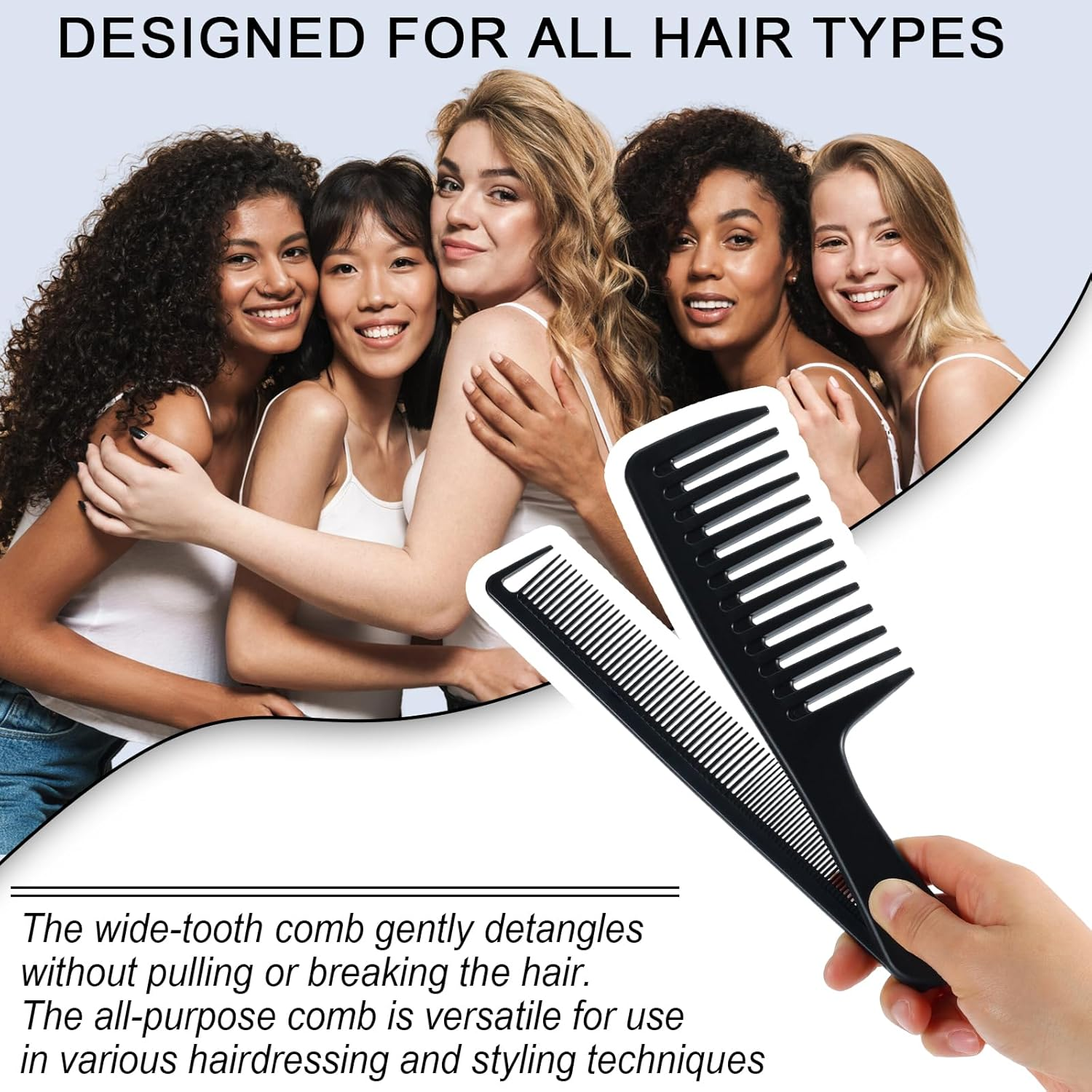 3PCS Wide Tooth Comb Afro Comb for Men Afro Hair Pick Men&rsquo;S Combs for Hair Detangling Comb for Curly Hair Carbon Fiber, 3 Piece image number 5