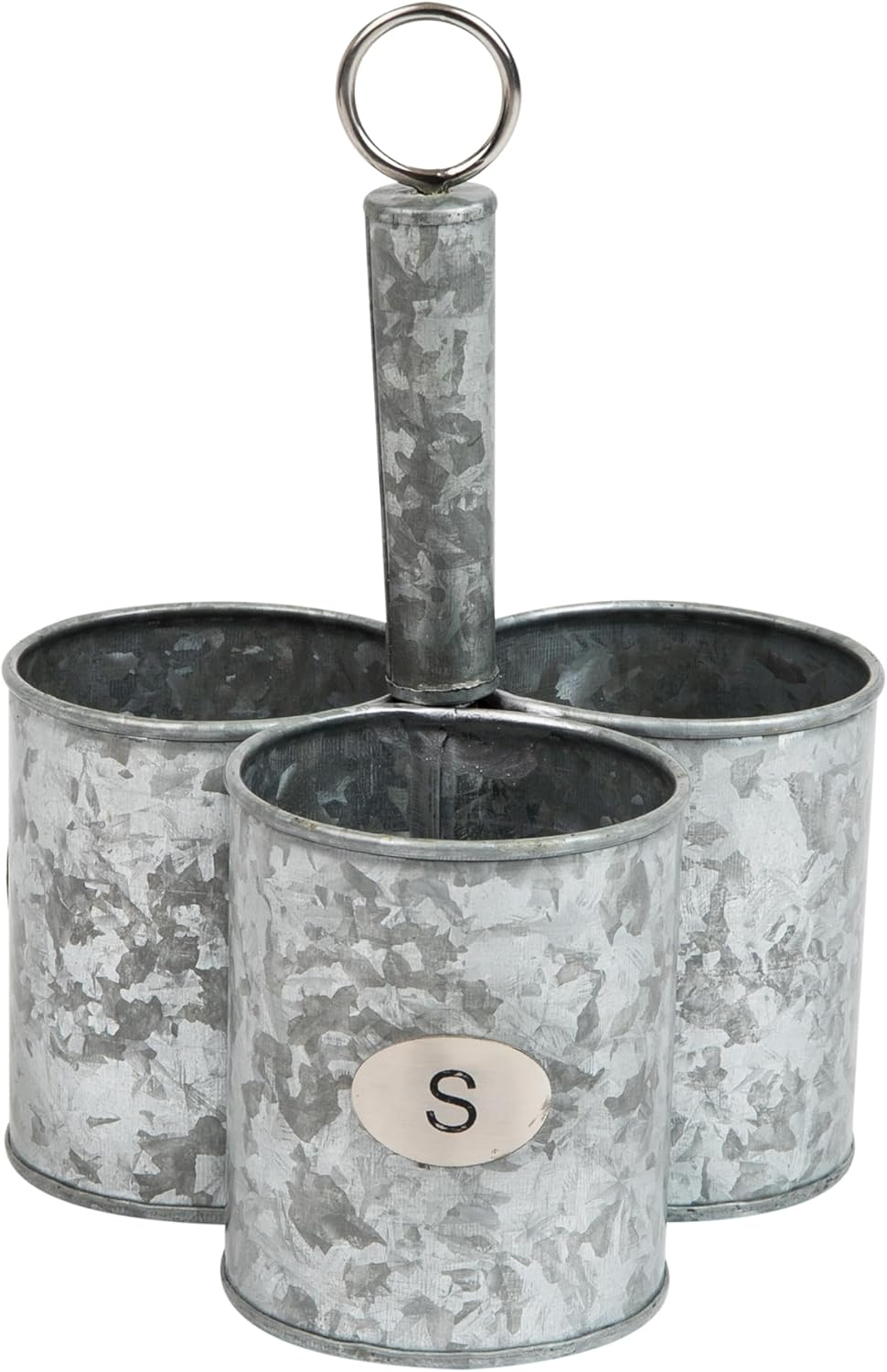 Mind Reader Utensil Holder, Silverware Organizer, Caddy, Cutlery Holder, Galvanized Metal, 7" L X 7" W X 10.25" H, Silver image number 5