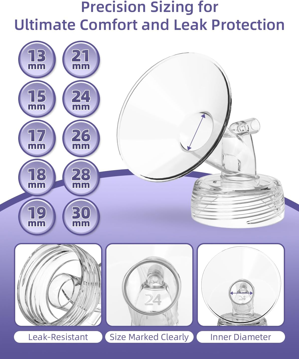 KAIYIV 19Mm Flanges Compatible with Spectra S1/S2/9 Plus/Synergy Gold &ndash; Wide Neck Breast Pump Replacement Parts &ndash; Not Original Spectra Flange (2 PCS)