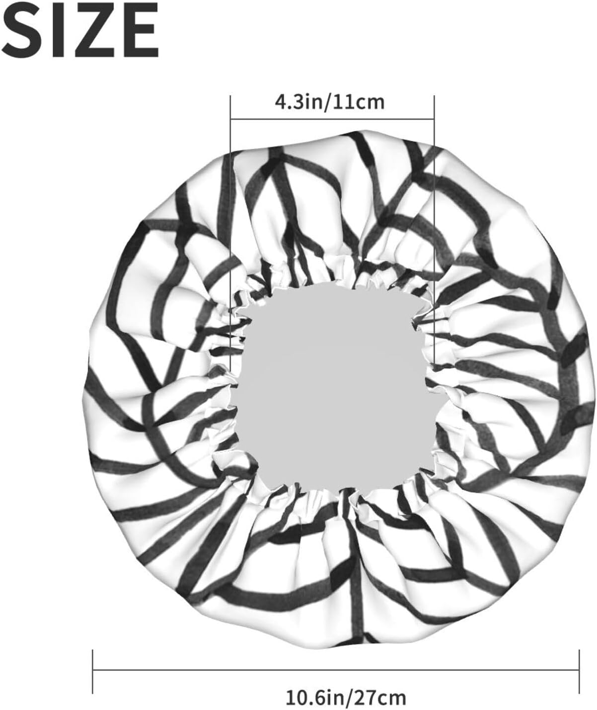 Wurton Black and White Stripes Print Reusable Enviro-Care Shower Cap Soft for Women Double Waterproof Layers Showe Cap image number 3