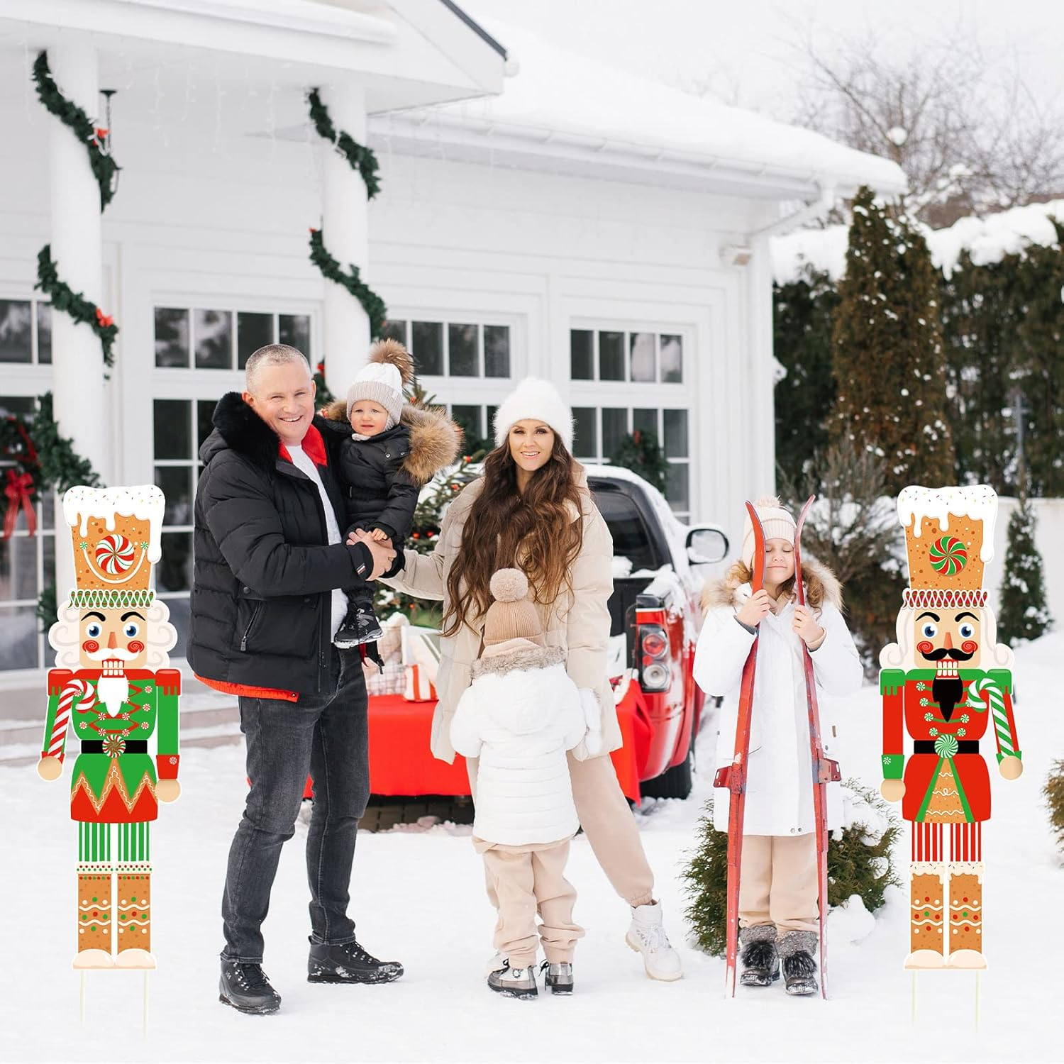 Capoda 2 Pcs Classic Multicolor Plastic Nutcracker Christmas Yard Signs, 39 X 13 Inches, Includes 16 Plastic Stakes image number 3