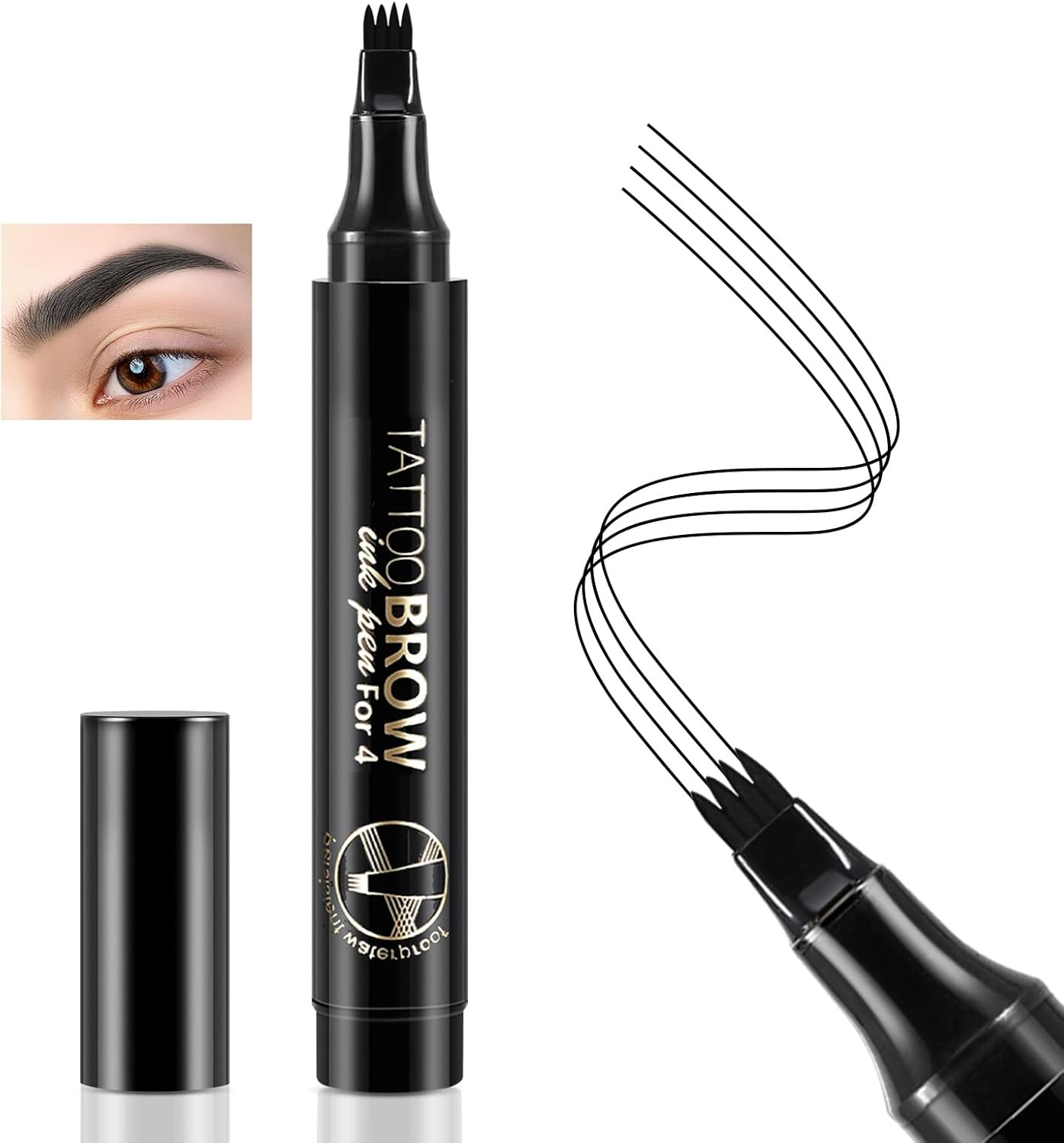 Boobeen Liquid Eyebrow Pen, Microblading Brow Pen with Precision Tip Applicator, Waterproof Eyebrow Pencil for Long-Lasting Eye Makeup